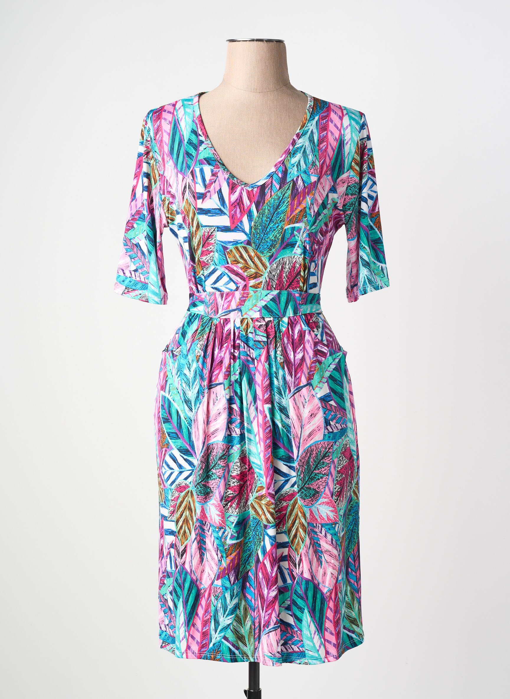 Rochie midi mâneci scurte mâneci scurte albastru JOY'S PARIS femeie