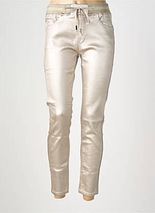 Pantalon slim talie elastică auriu MAISON ONADO femeie