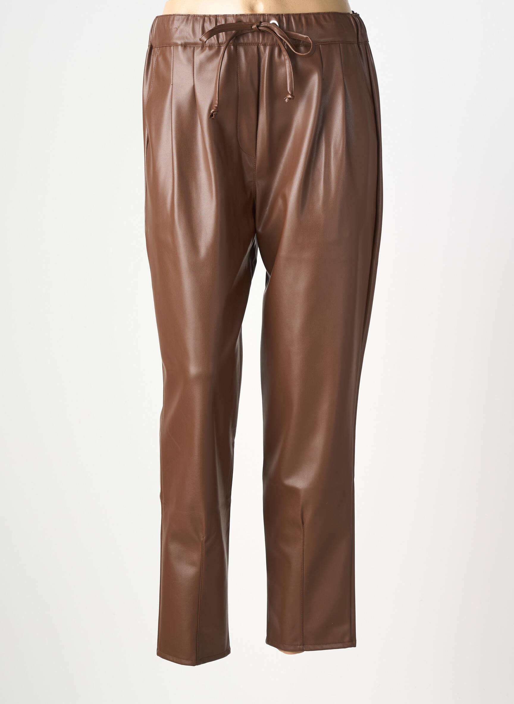 Pantalon drept talie elastică maro MISSY femeie