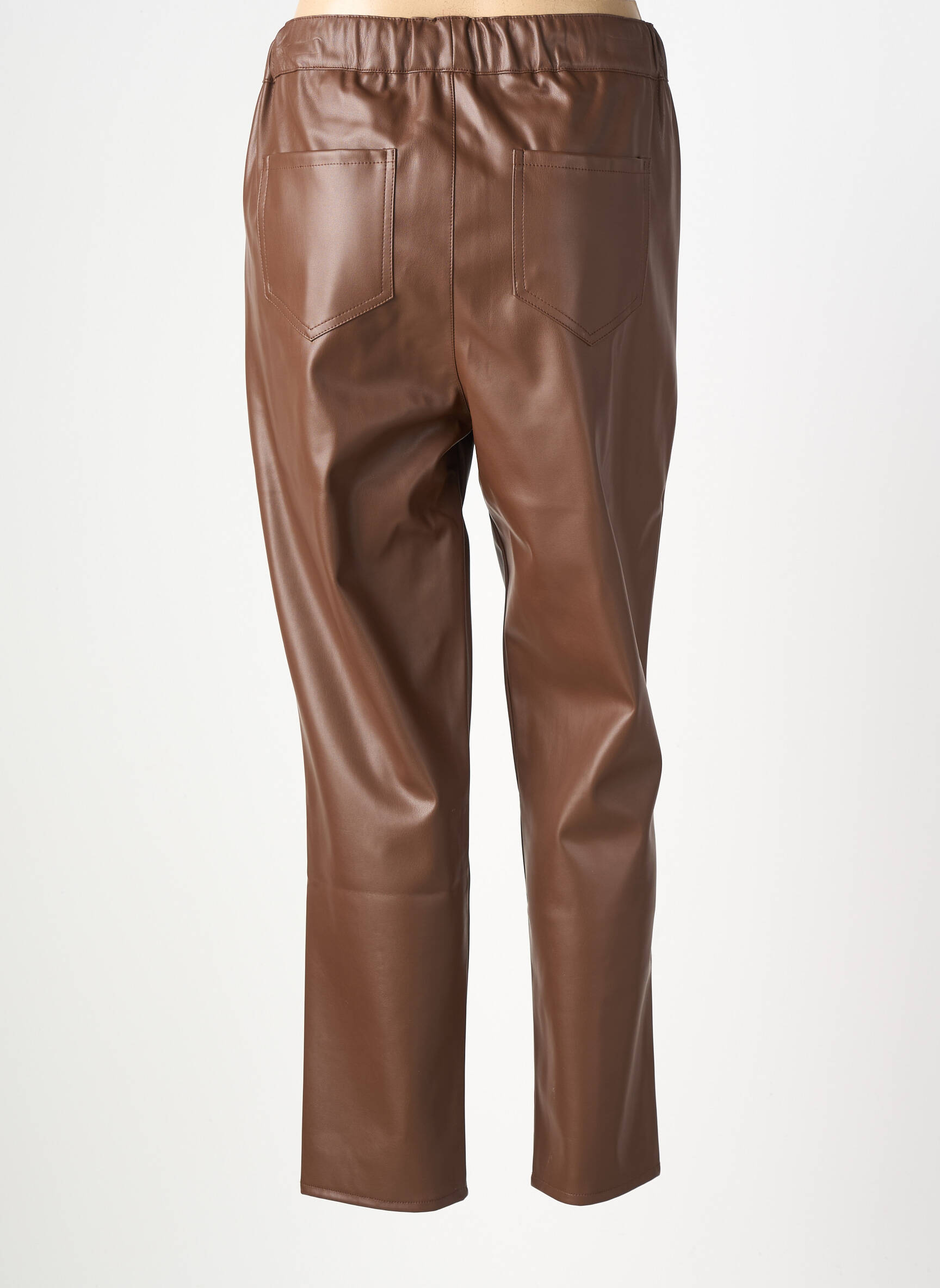 Pantalon drept talie elastică maro MISSY femeie