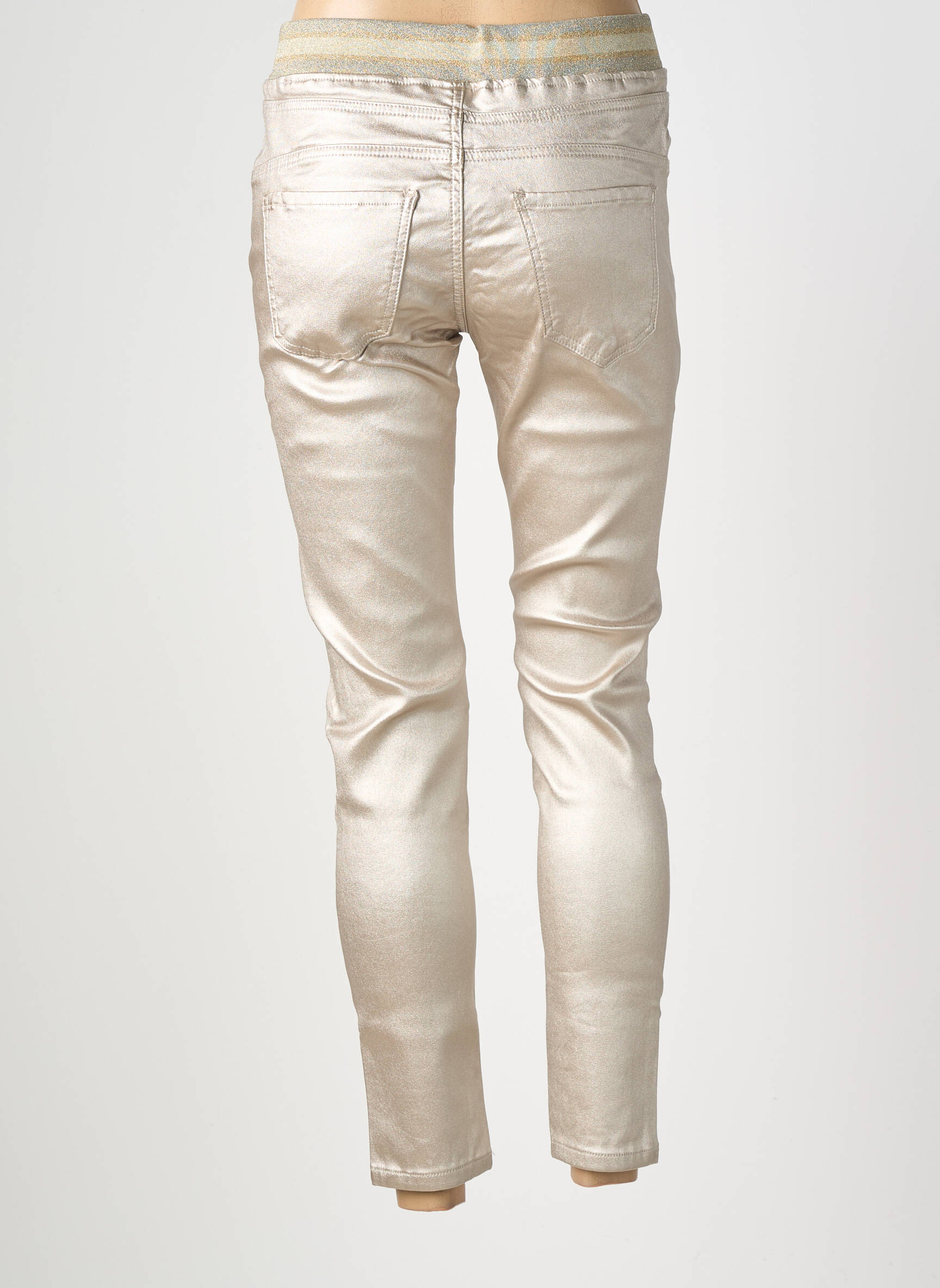 Pantalon slim talie elastică auriu MAISON ONADO femeie