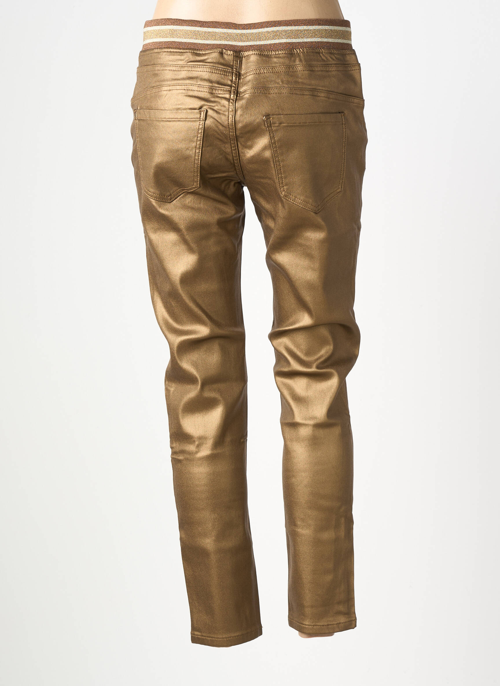 Pantalon slim talie elastică maro MAISON ONADO femeie