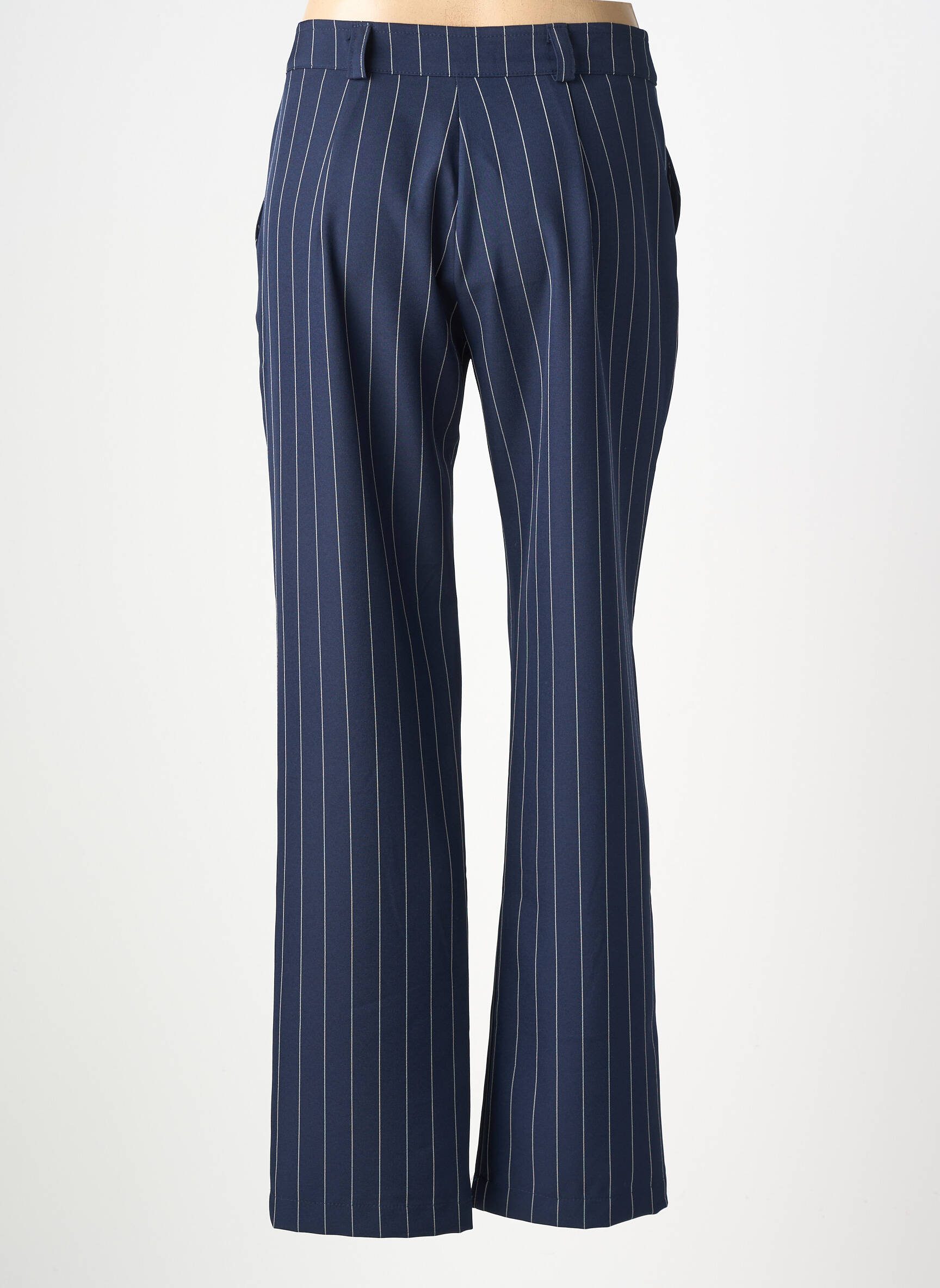 Pantalon drept închidere cu fermoar sub clapetă cu nasturi albastru HALOGENE femeie