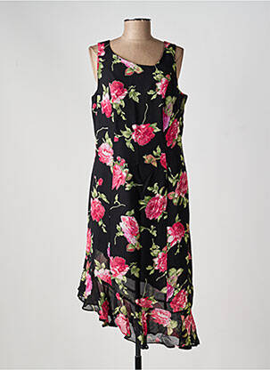 Rochie midi imprimeu floral fără mâneci negru S AND G femeie