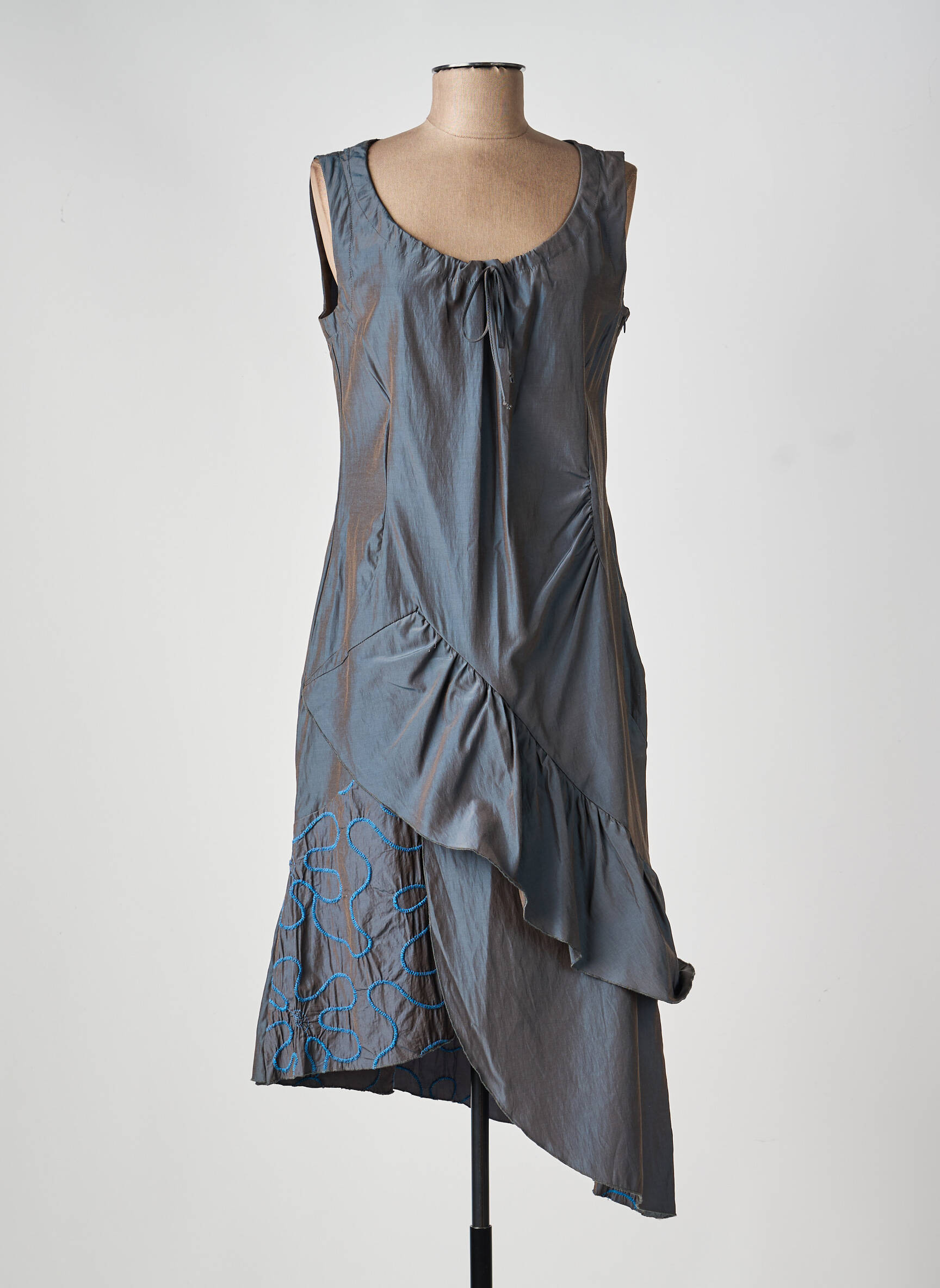 Rochie midi fără mâneci fără mâneci gri FILLE DES SABLES femeie