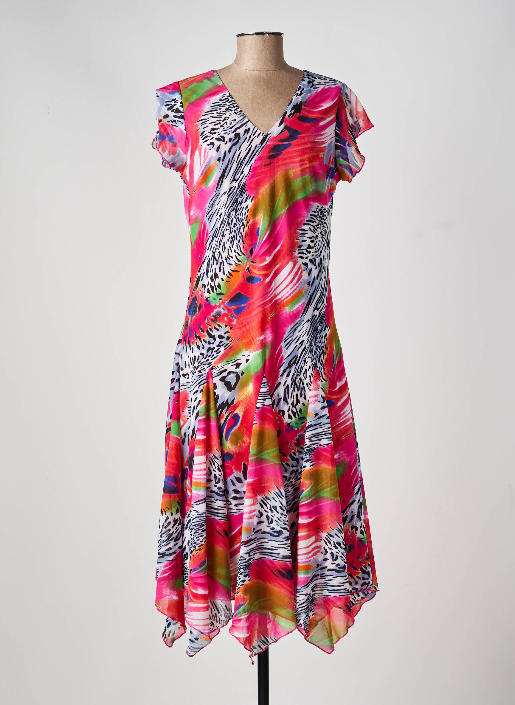 Rochie midi croială fluidă mâneci scurte roșu FELINO femeie