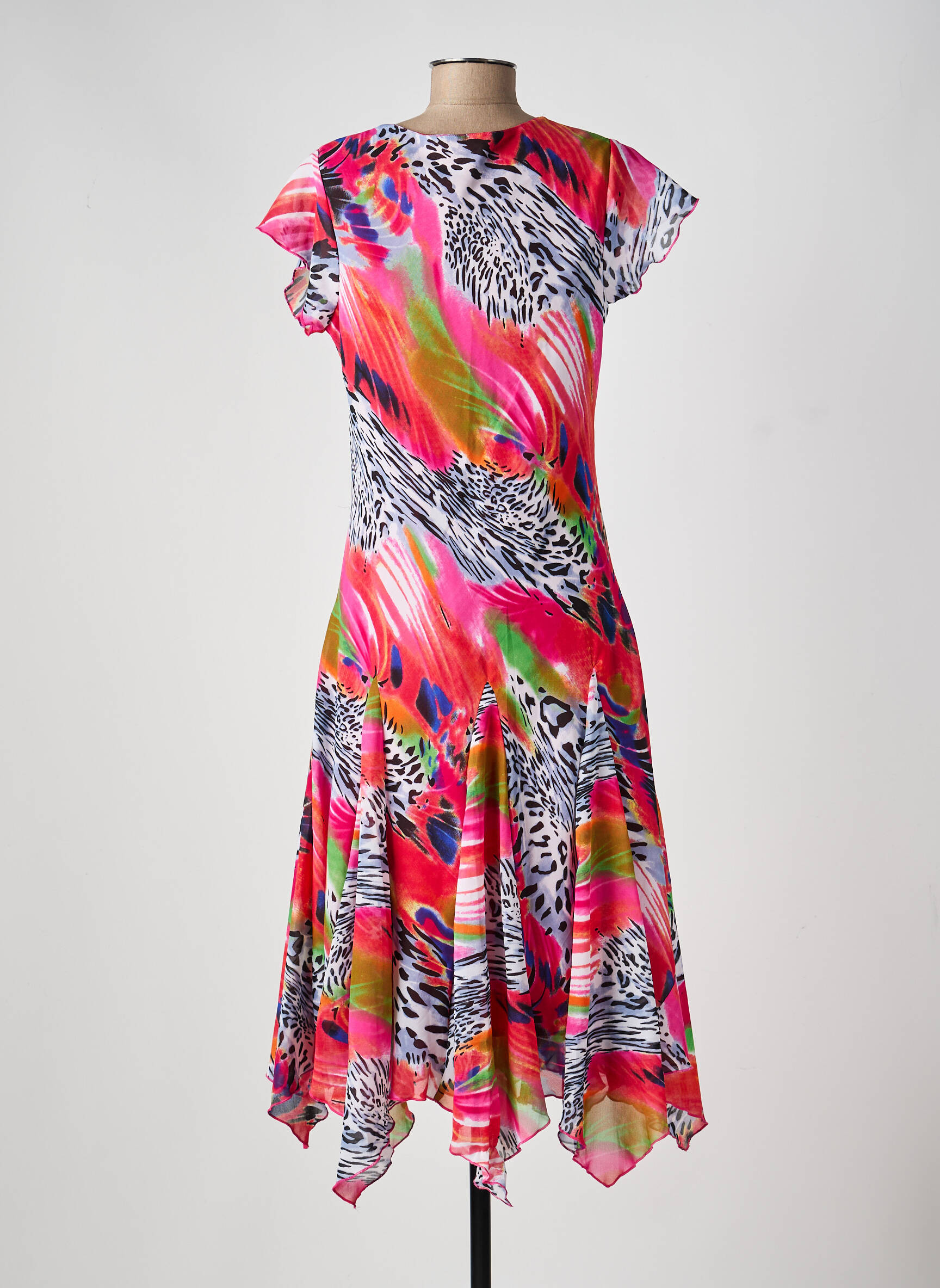 Rochie midi croială fluidă mâneci scurte roșu FELINO femeie