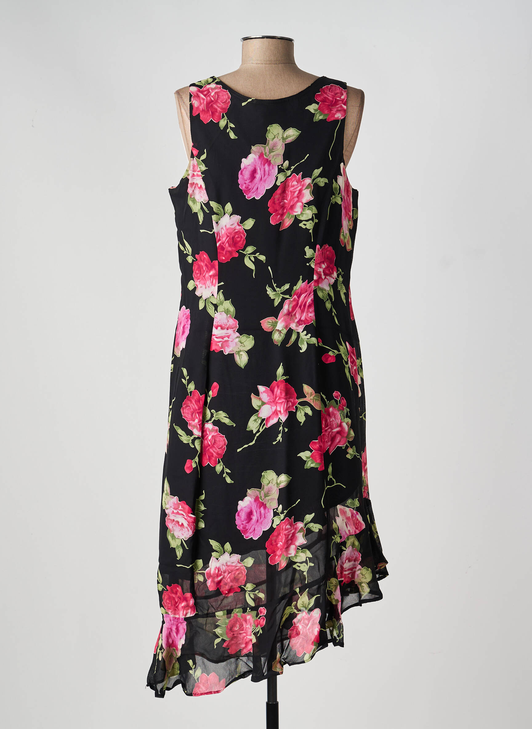 Rochie midi imprimeu floral fără mâneci negru S AND G femeie
