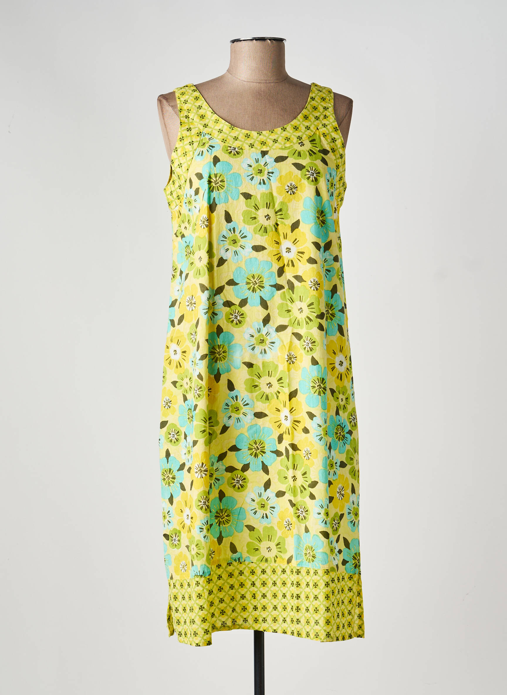 Rochie midi imprimeu floral fără mâneci galben AGATHE & LOUISE femeie