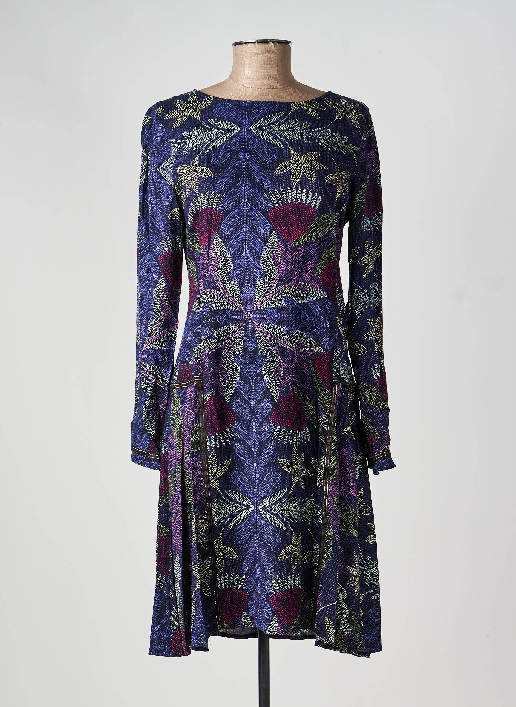 Rochie midi imprimeu floral mâneci lungi albastru SURKANA femeie
