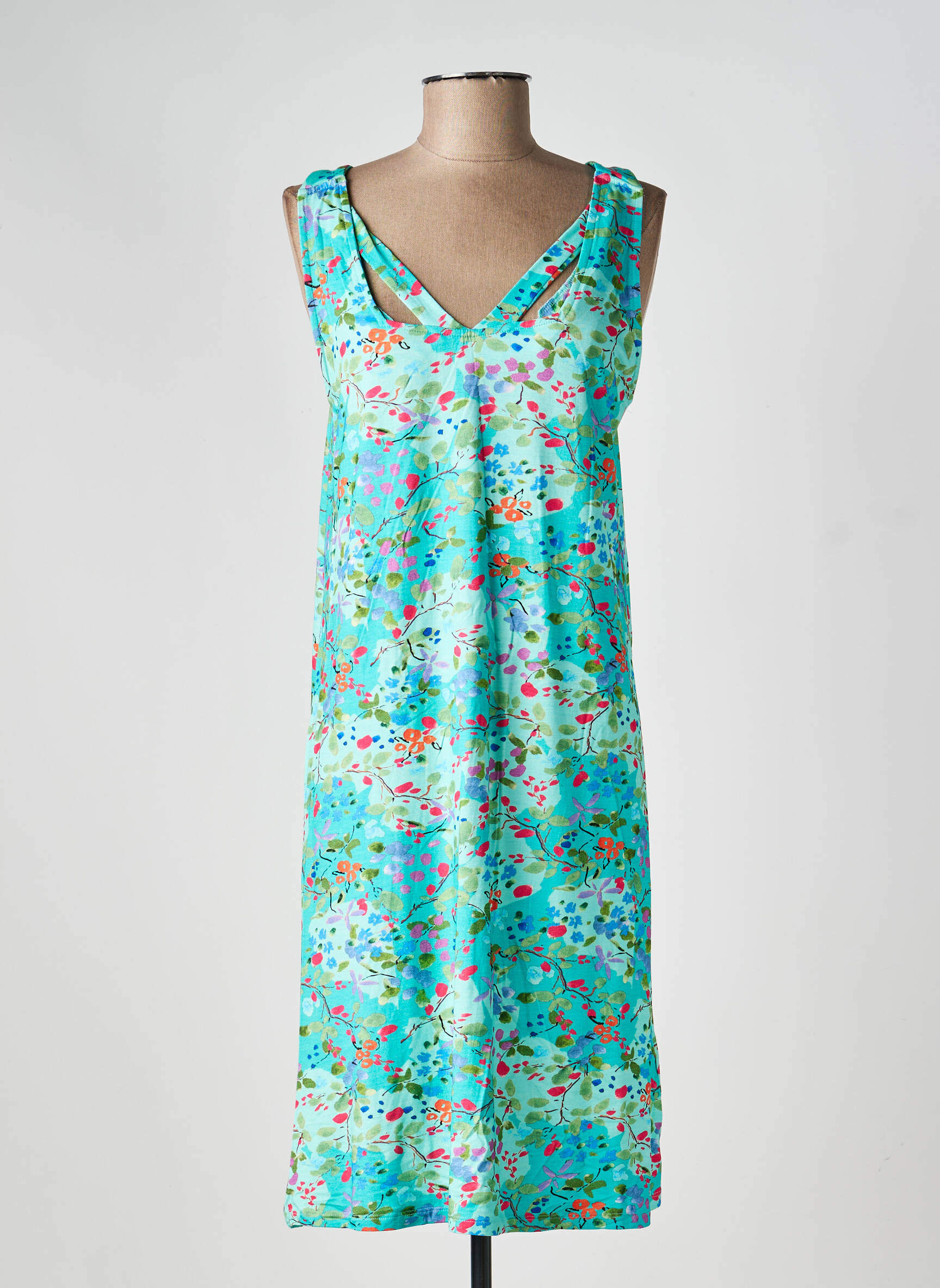 Rochie midi imprimeu floral bretele subțiri verde AGATHE & LOUISE femeie