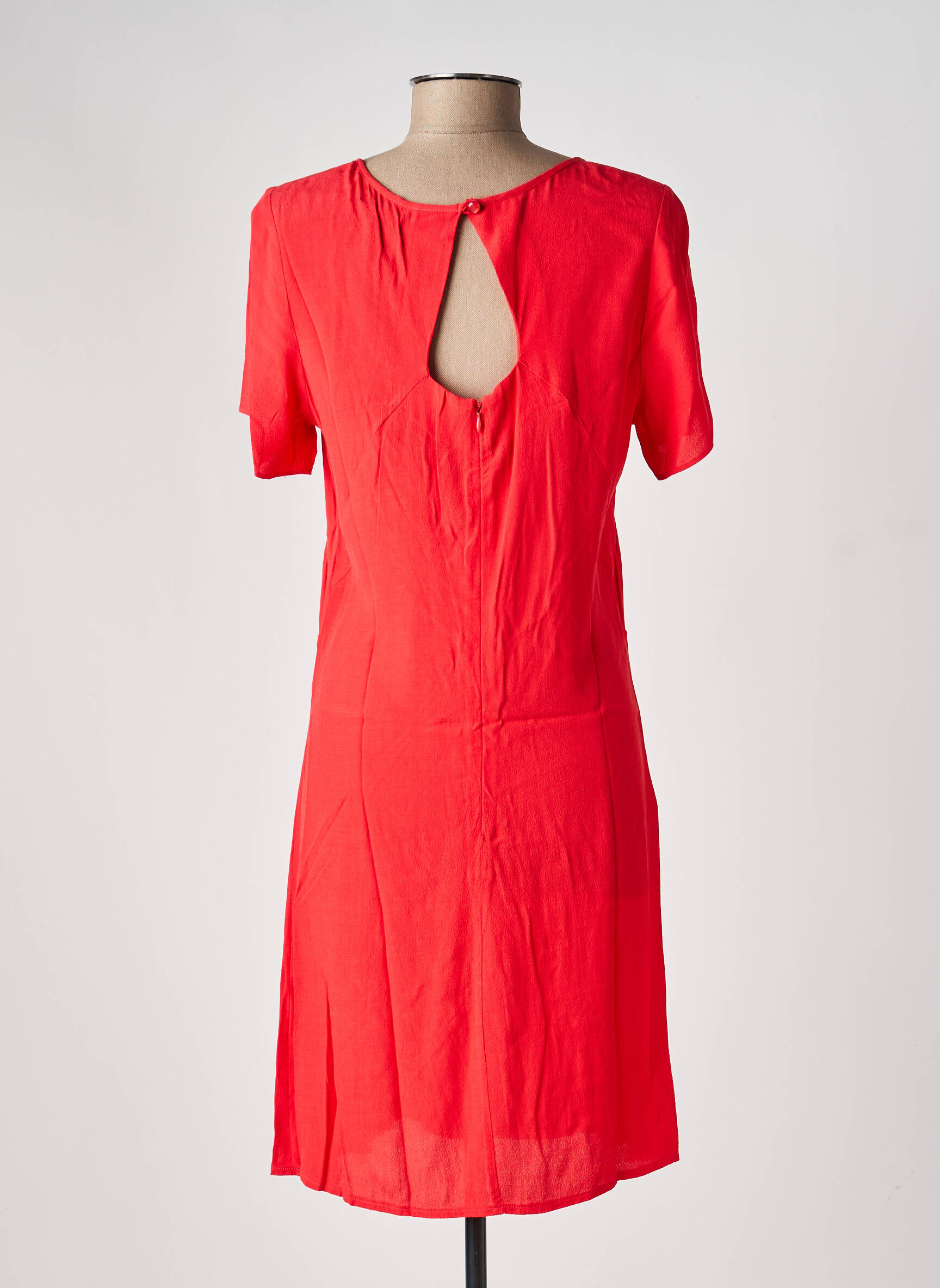 Rochie midi țesătură crep mâneci scurte roșu BY MO femeie