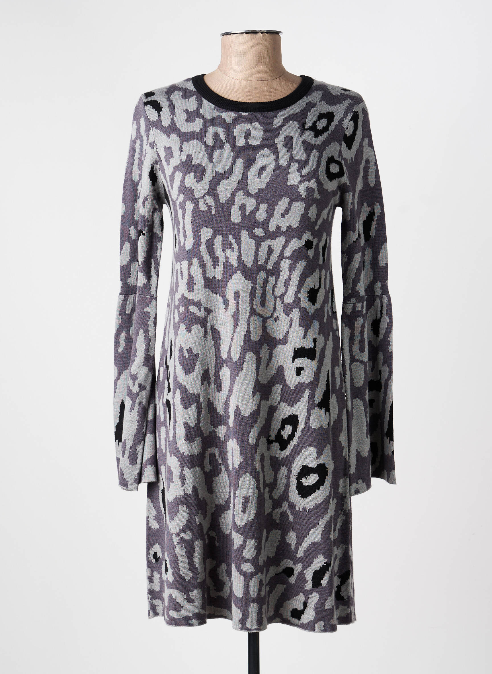 Rochie pulover elasticitate mâneci lungi gri MARINA V femeie