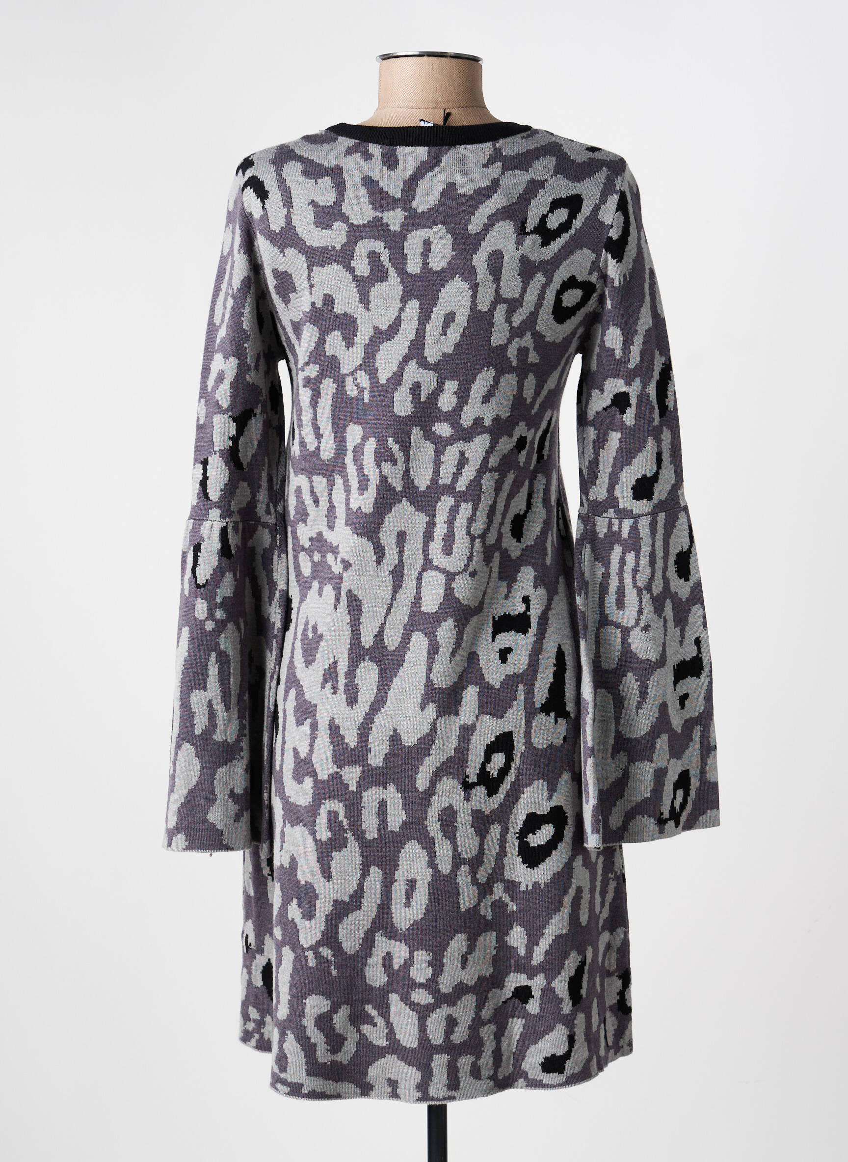 Rochie pulover elasticitate mâneci lungi gri MARINA V femeie