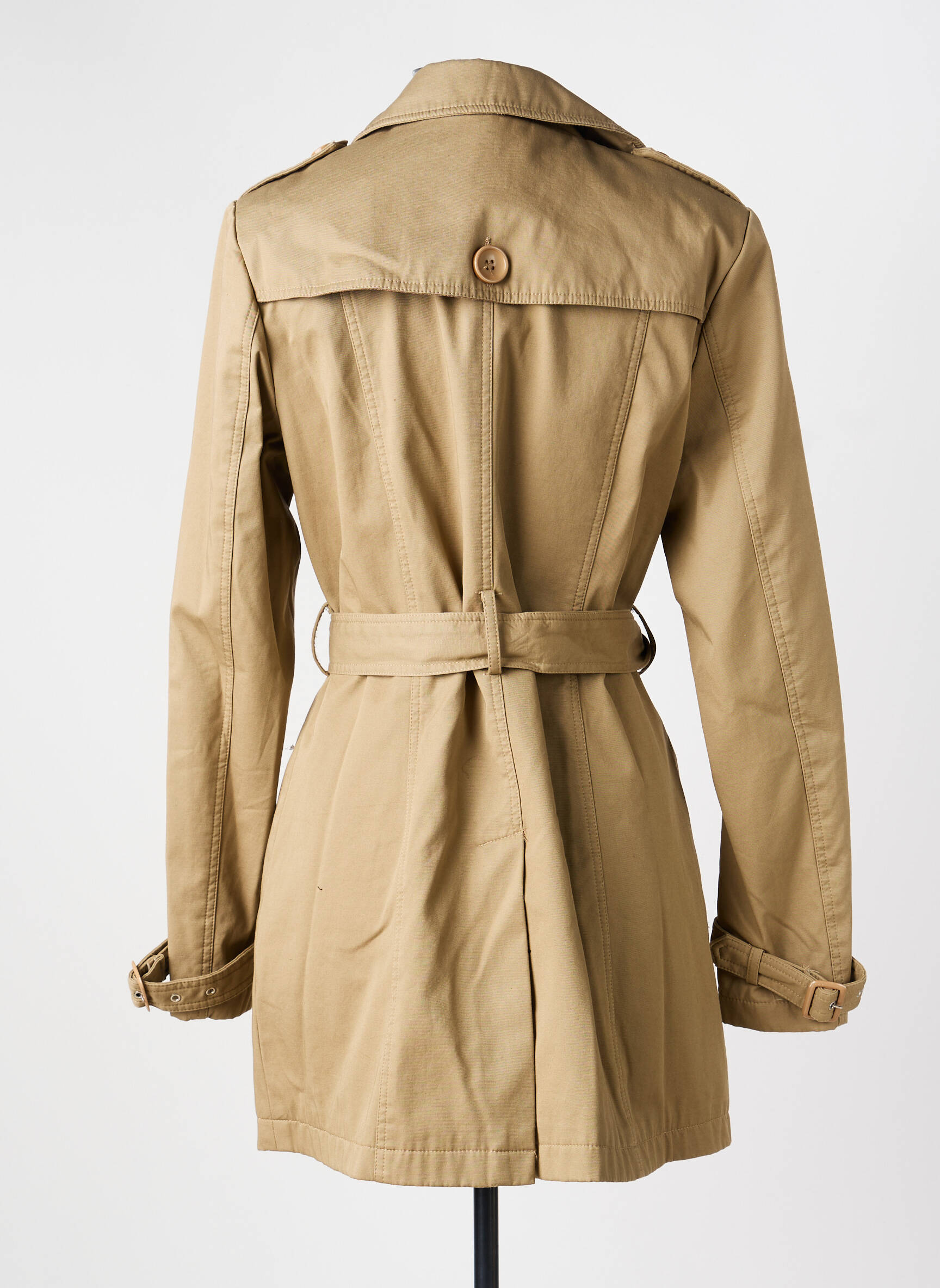 Trench țesătură poplin fără glugă bej FREDA femeie