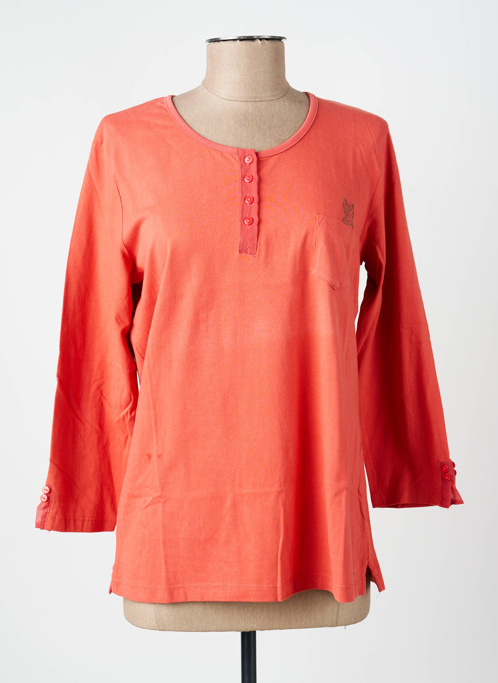 Tricou mâneci 3/4 mâneci 3/4 portocalie FELINO femeie