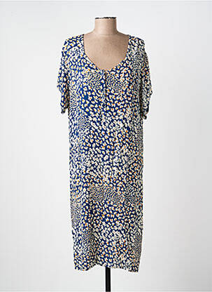 Rochie midi imprimeu floral mâneci lungi albastru AGATHE & LOUISE femeie