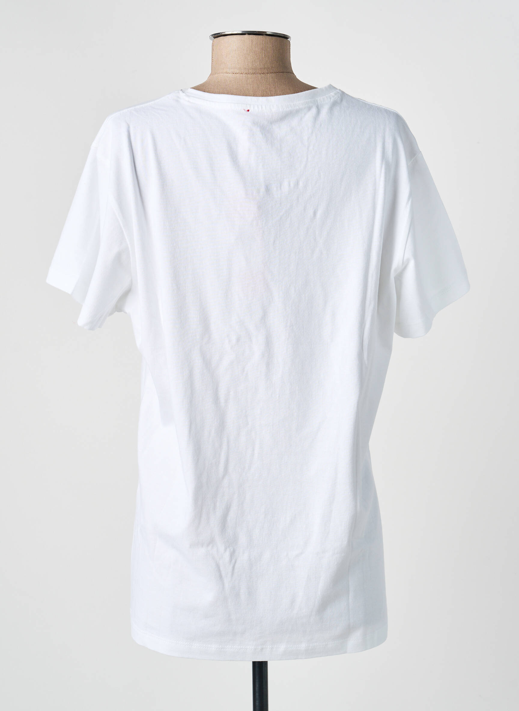Tricou serigrafie cu strasuri mâneci scurte alb FELINO femeie