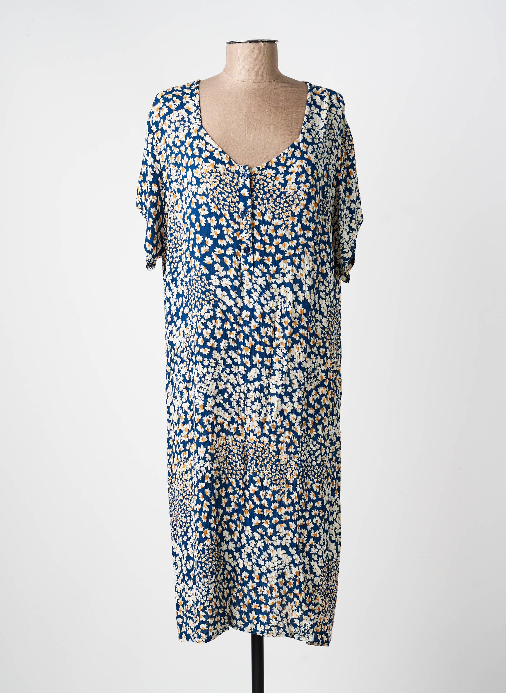 Rochie midi imprimeu floral mâneci lungi albastru AGATHE & LOUISE femeie