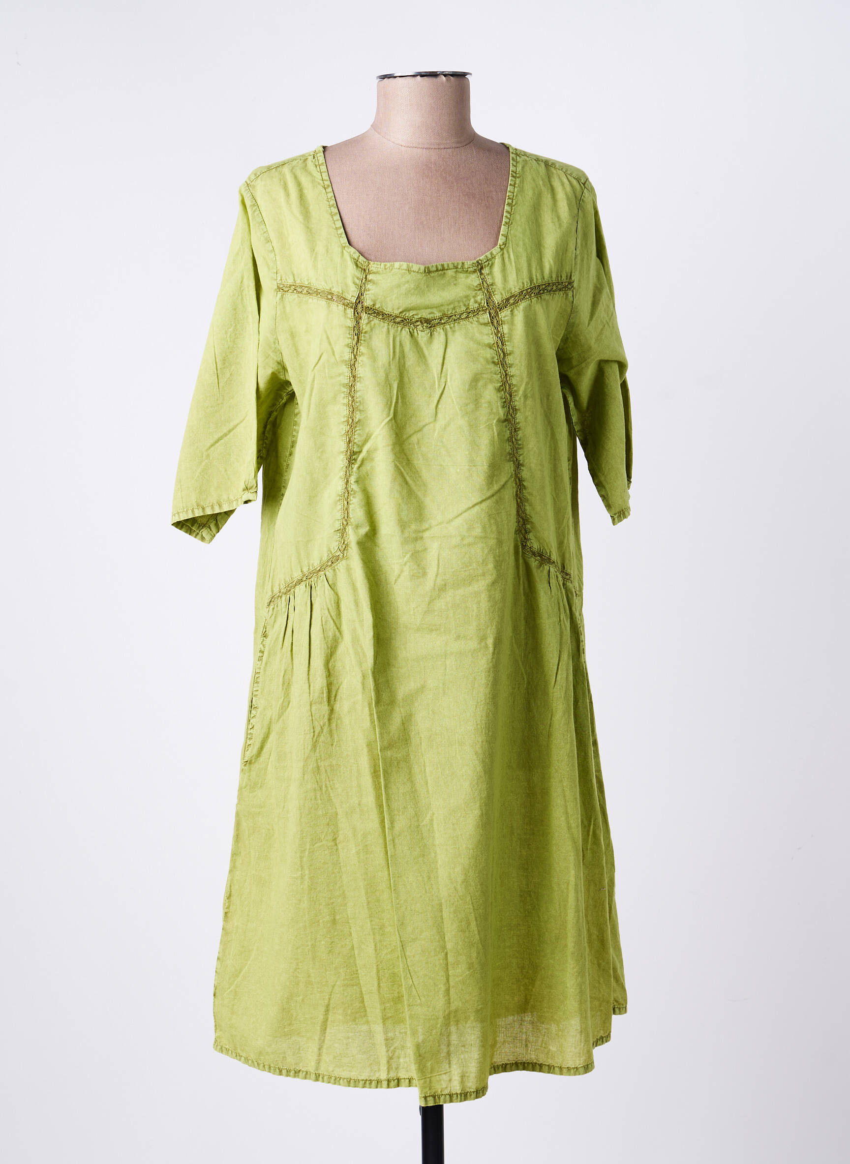 Rochie midi croială fluidă mâneci lungi verde AGATHE & LOUISE femeie