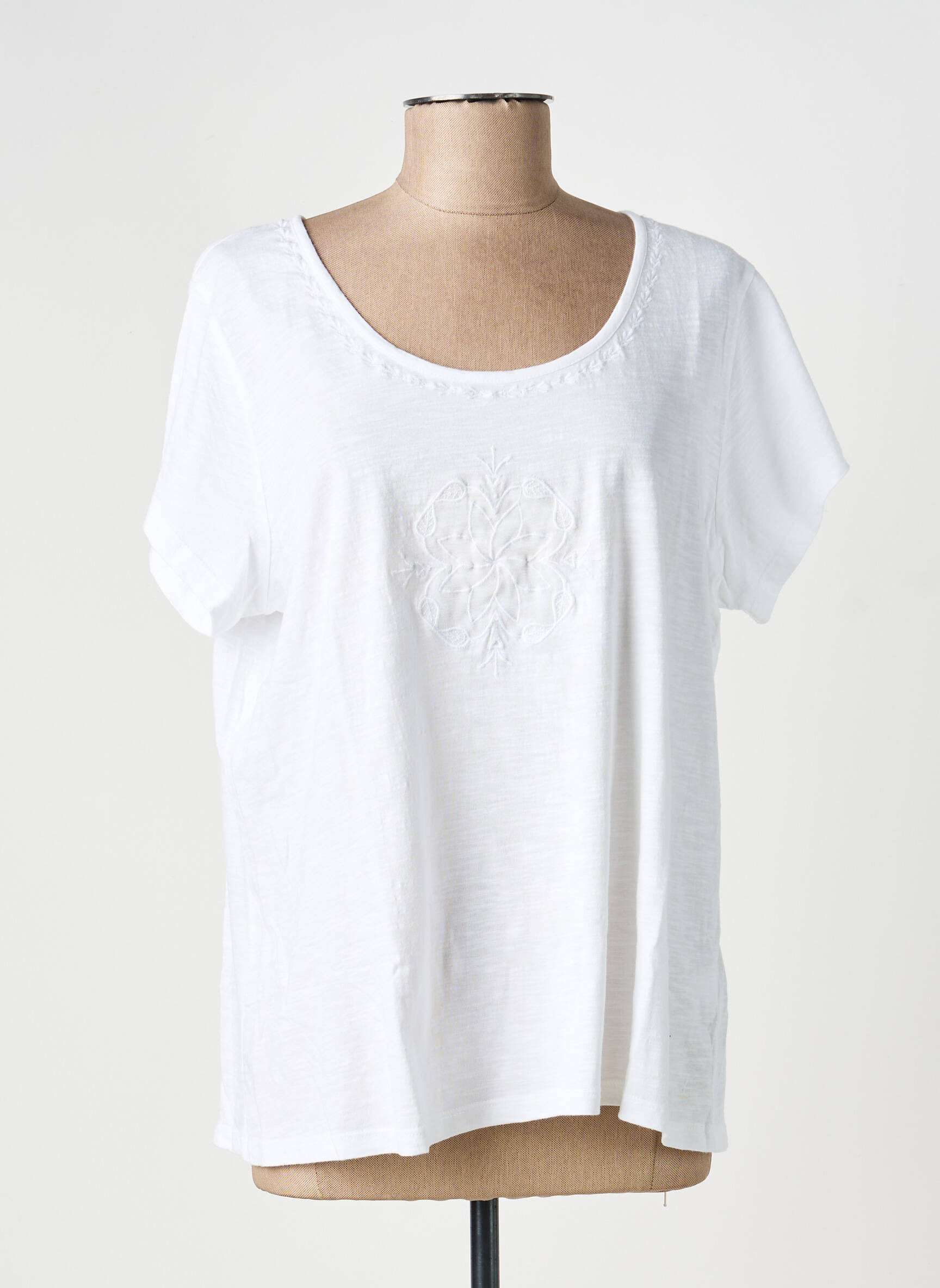Tricou croială dreaptă mâneci scurte alb AGATHE & LOUISE femeie