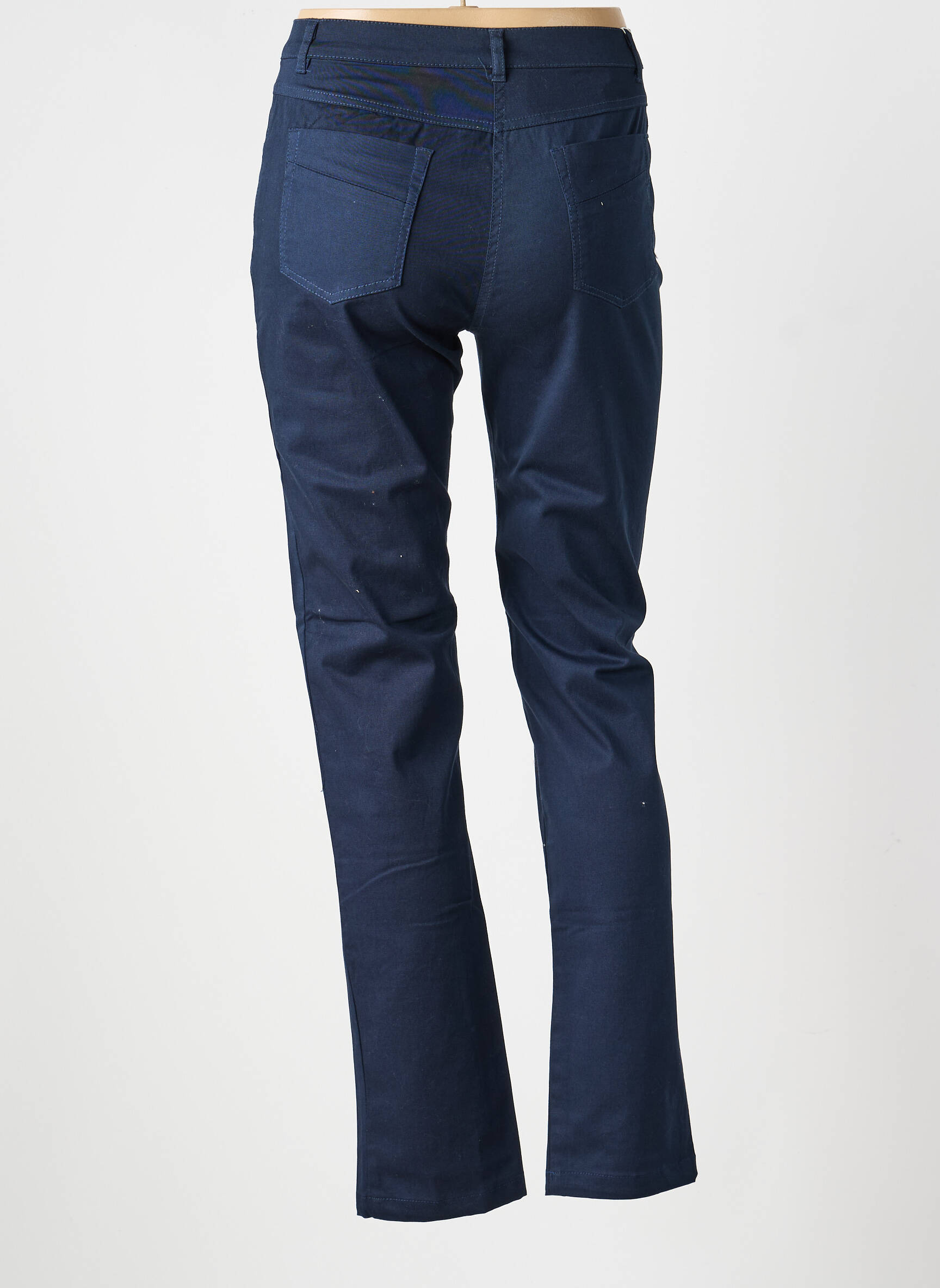 Pantalon slim țesătură poplin mărime normală albastru FREDA femeie