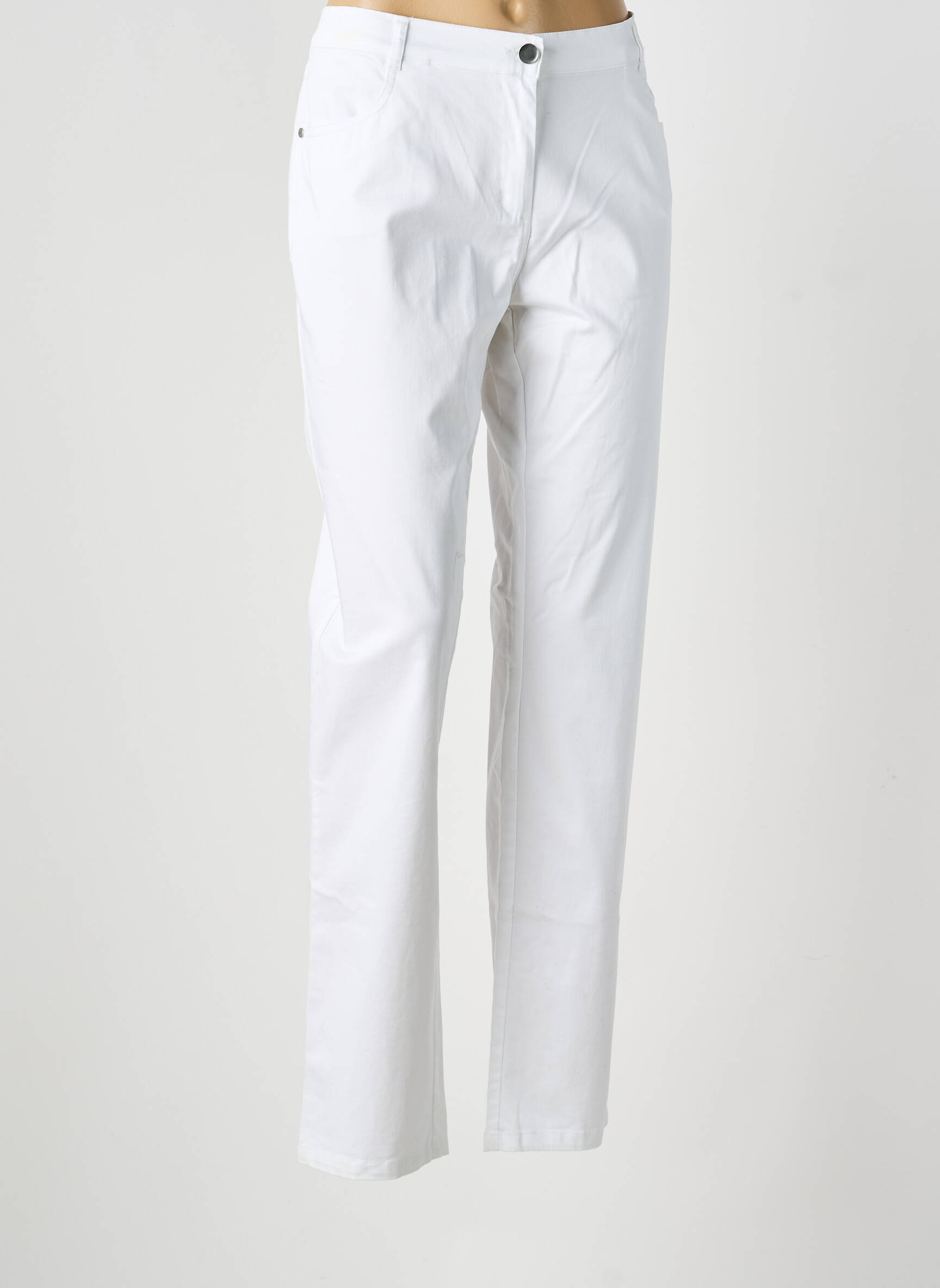 Pantalon drept elasticitate mărime normală alb FREDA femeie