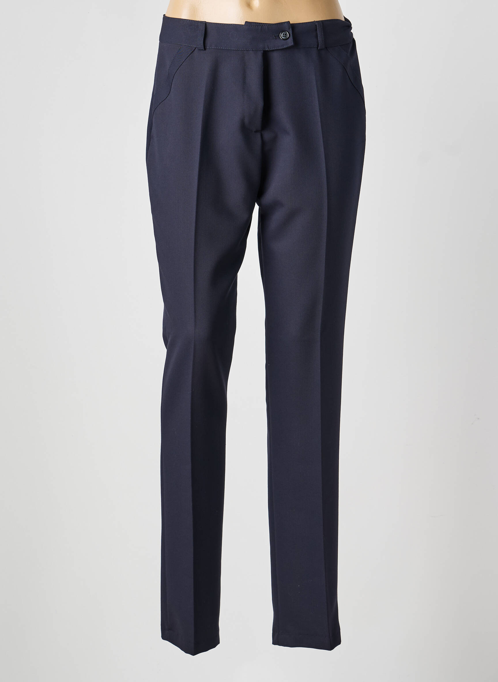 Pantalon drept țesătură poplin mărime normală albastru FEMMES JE VOUS AIME femeie