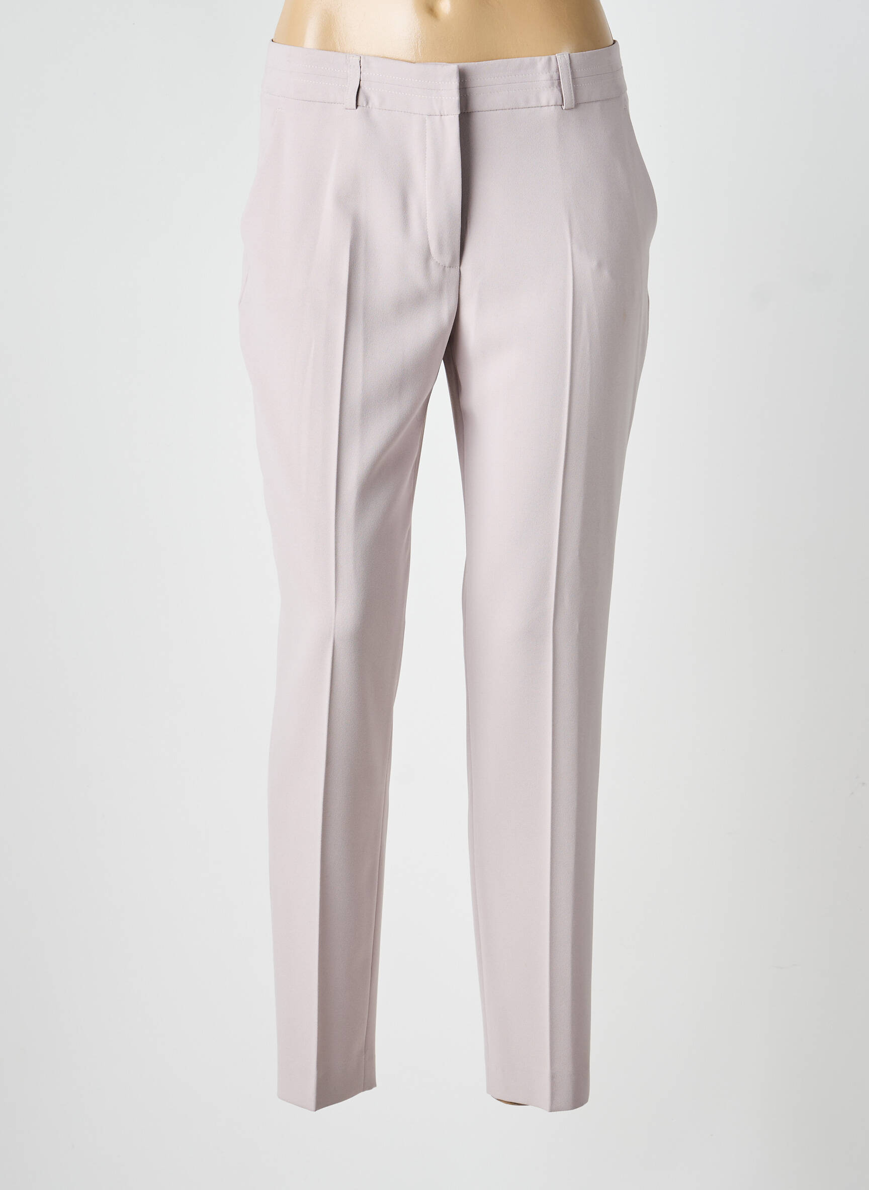 Pantalon drept țesătură crep mărime normală bej ANTONELLE femeie