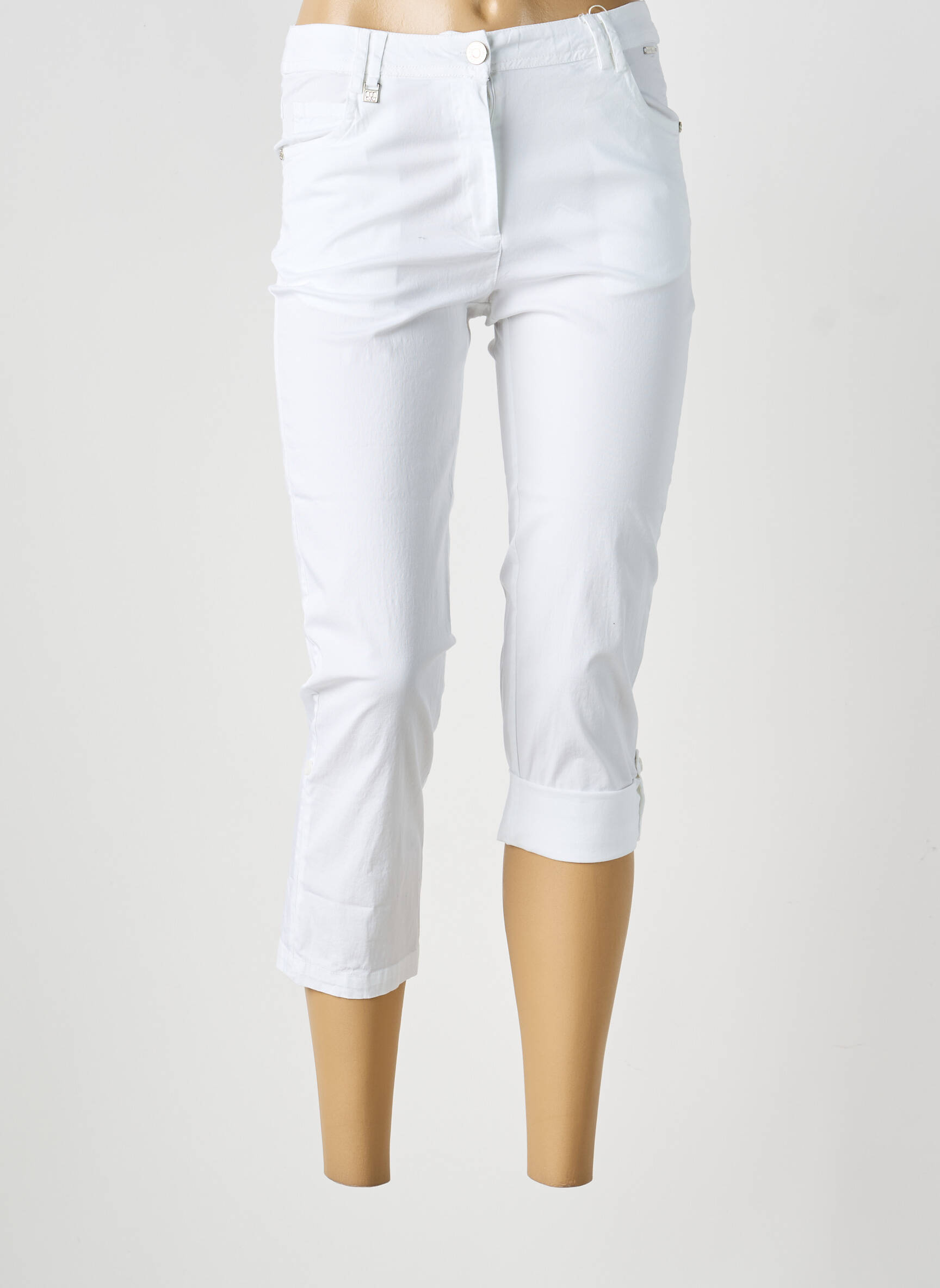 Pantalon trei sferturi elasticitate mărime normală alb AGATHE & LOUISE femeie
