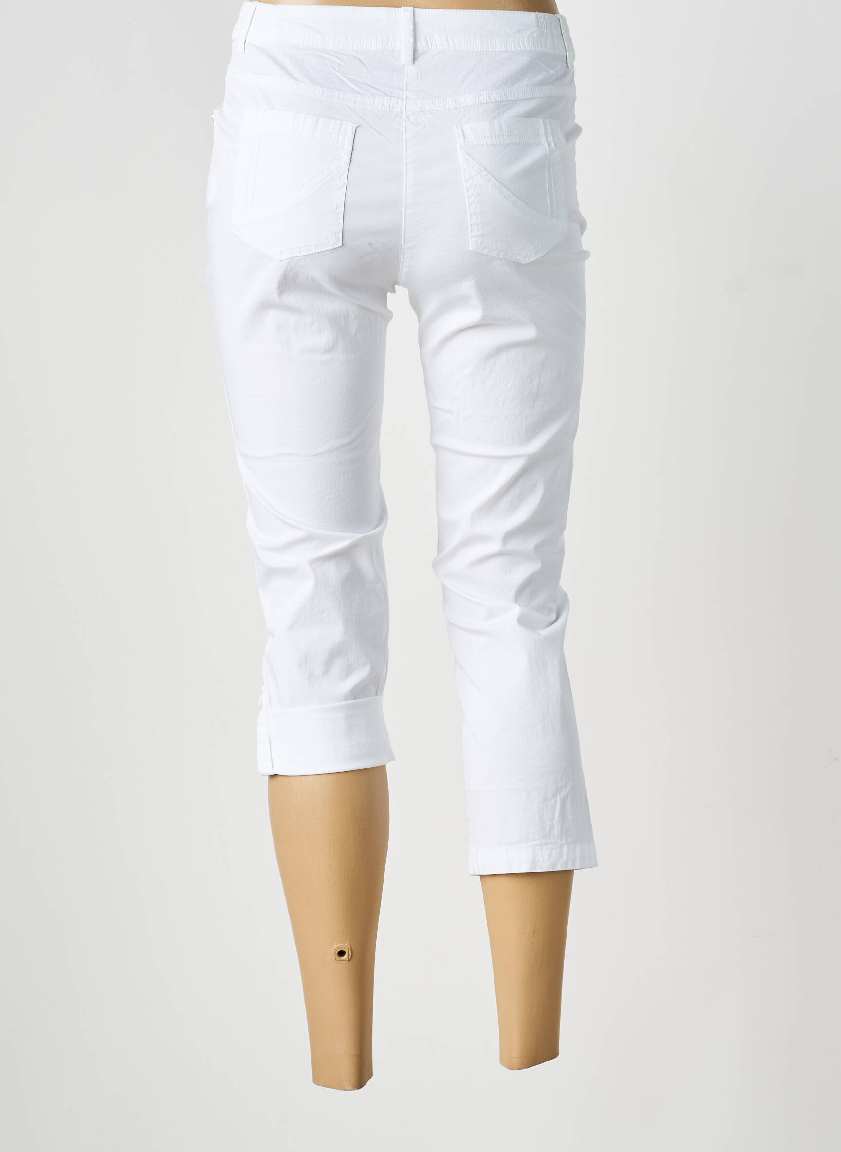 Pantalon trei sferturi elasticitate mărime normală alb AGATHE & LOUISE femeie