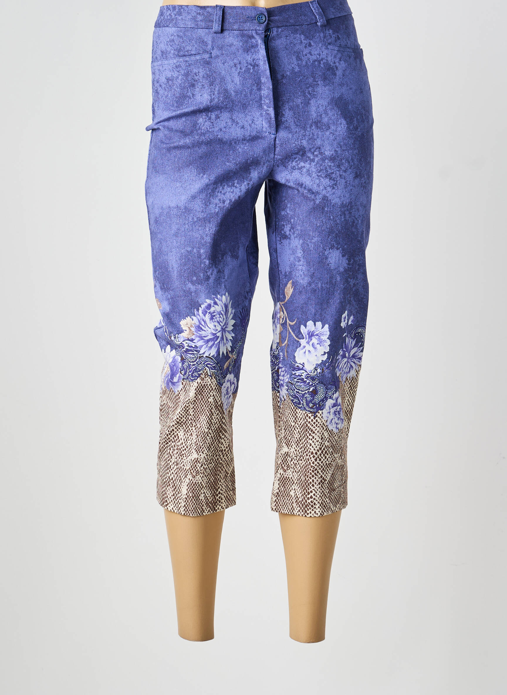 Pantalon trei sferturi croială dreaptă mărime normală albastru ROSA ROSAM femeie