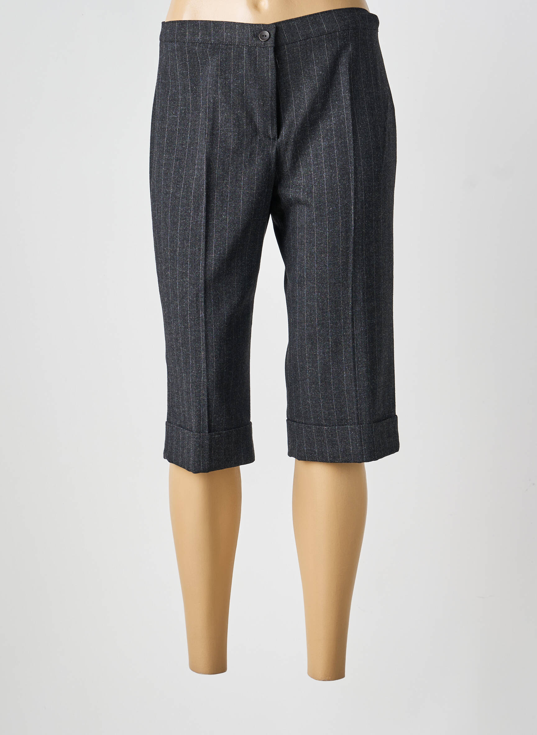 Pantalon trei sferturi elasticitate mărime normală gri FICELLE femeie