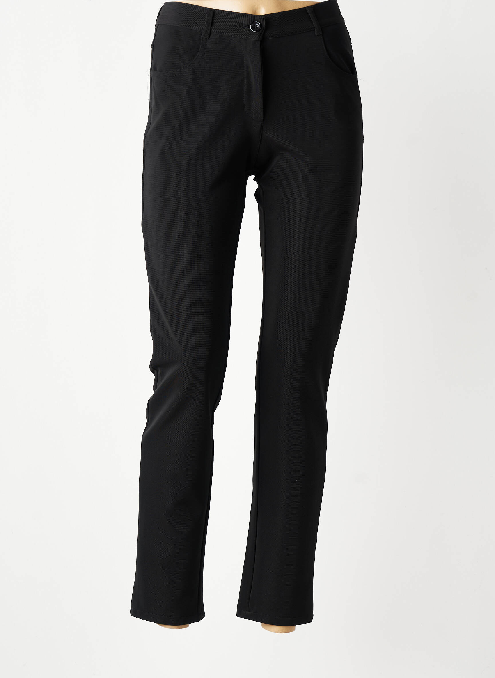 Pantalon slim țesătură poplin mărime normală negru FREDA femeie