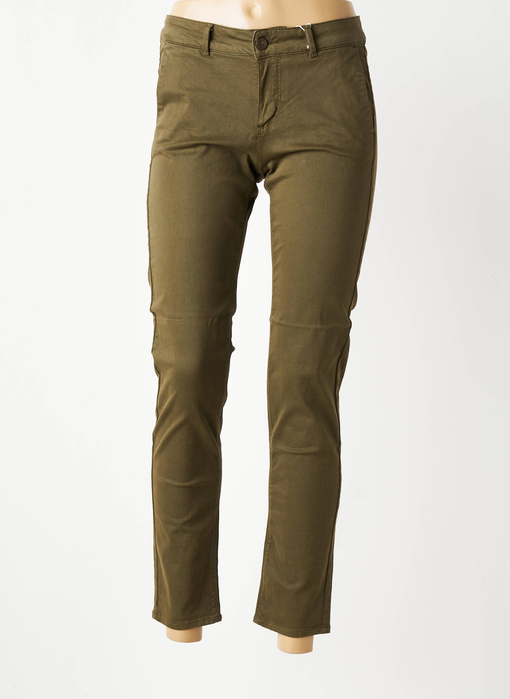 Pantalon chino elasticitate mărime normală verde KANOPE femeie