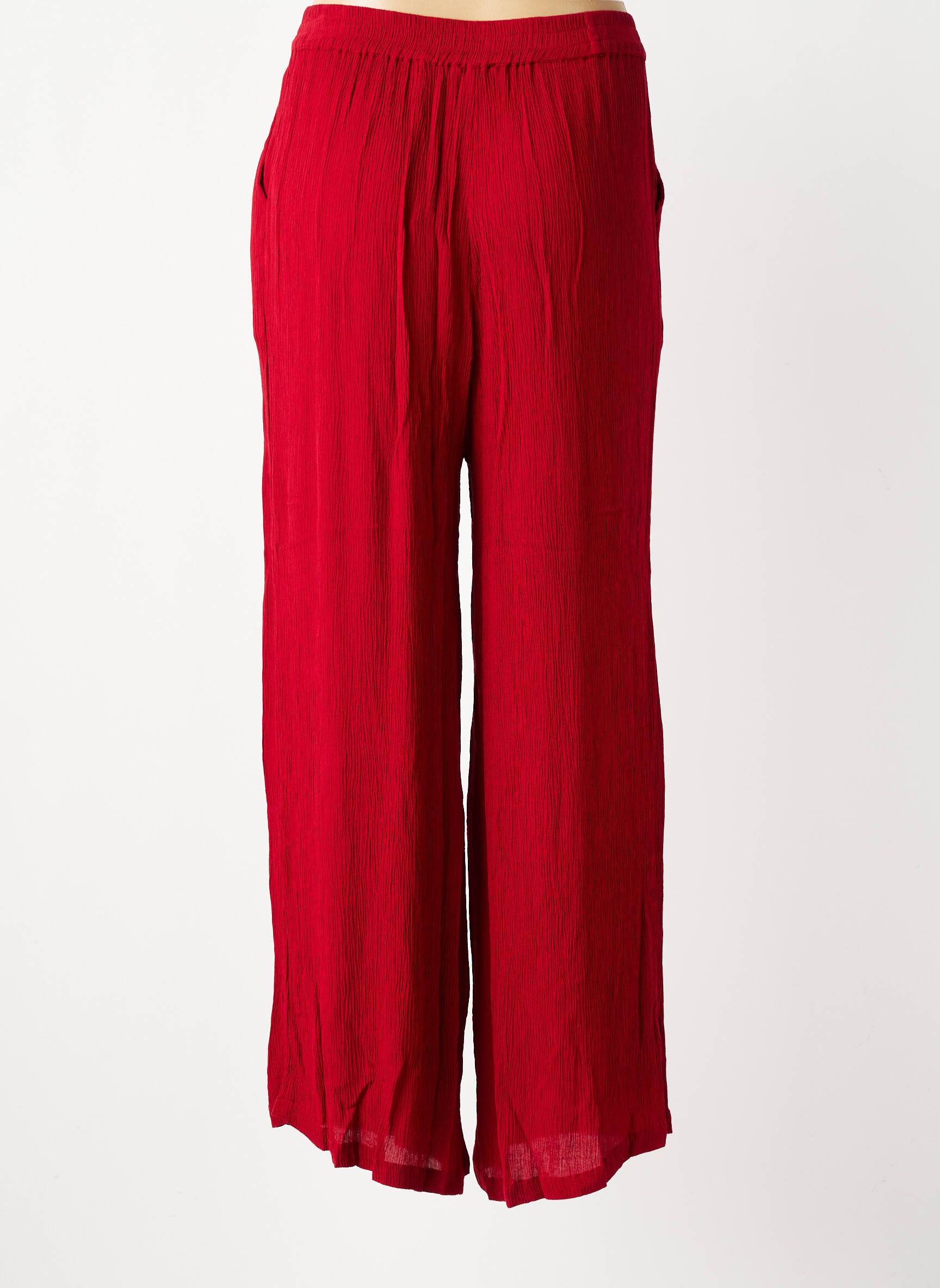 Pantalon larg țesătură crep mărime normală roșu AGATHE & LOUISE femeie