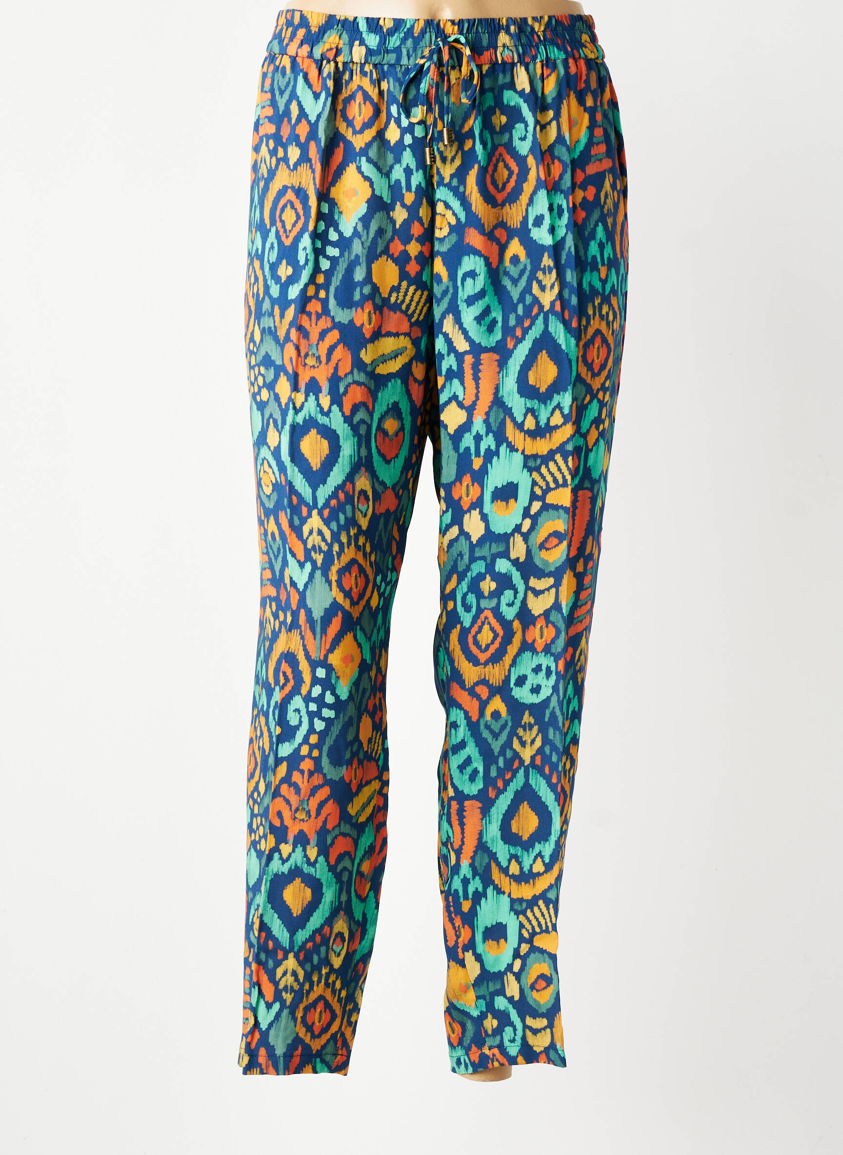 Pantalon drept țesătură poplin mărime normală albastru TINTA femeie