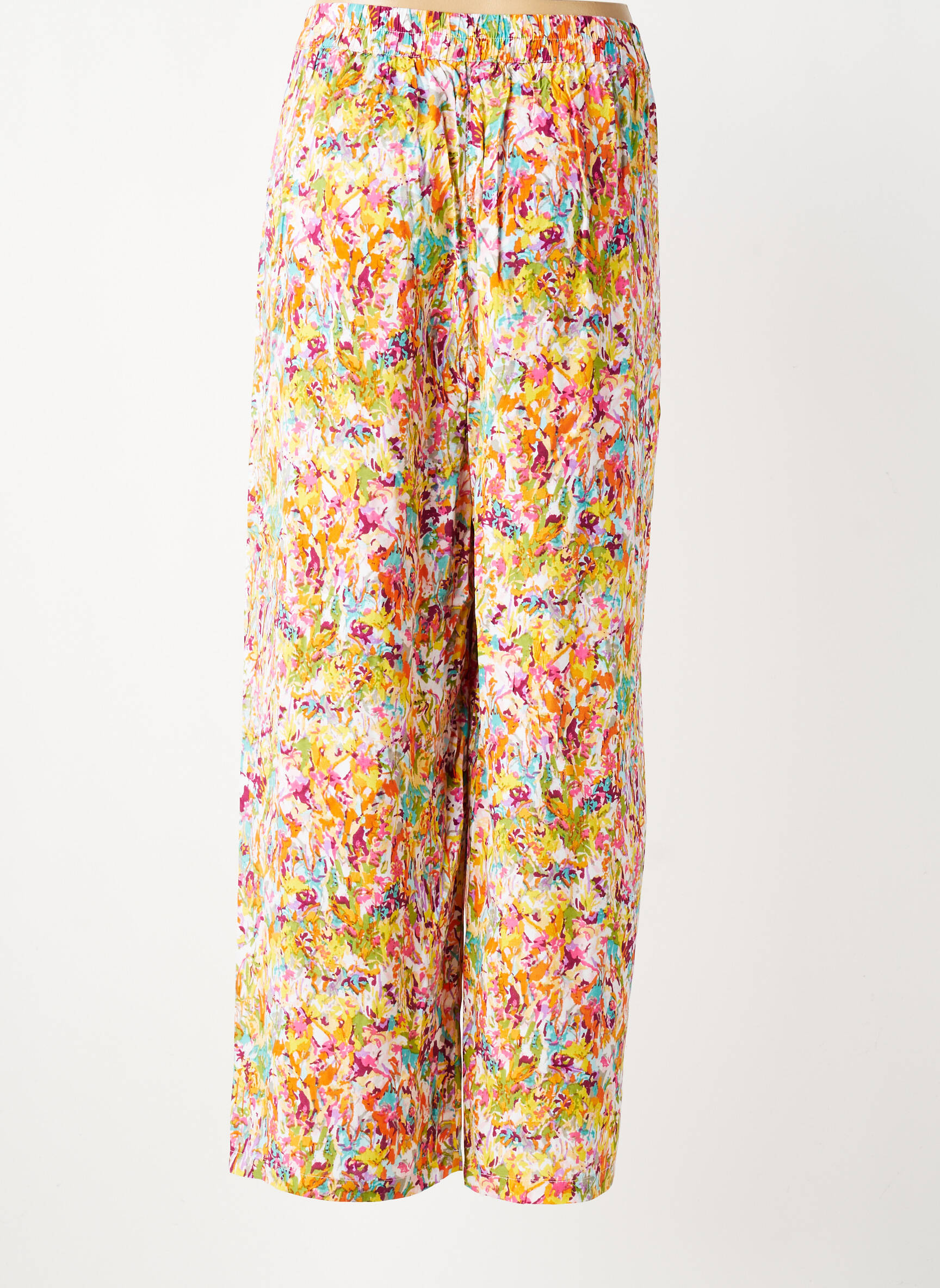 Pantalon larg țesătură poplin mărime normală galben AGATHE & LOUISE femeie