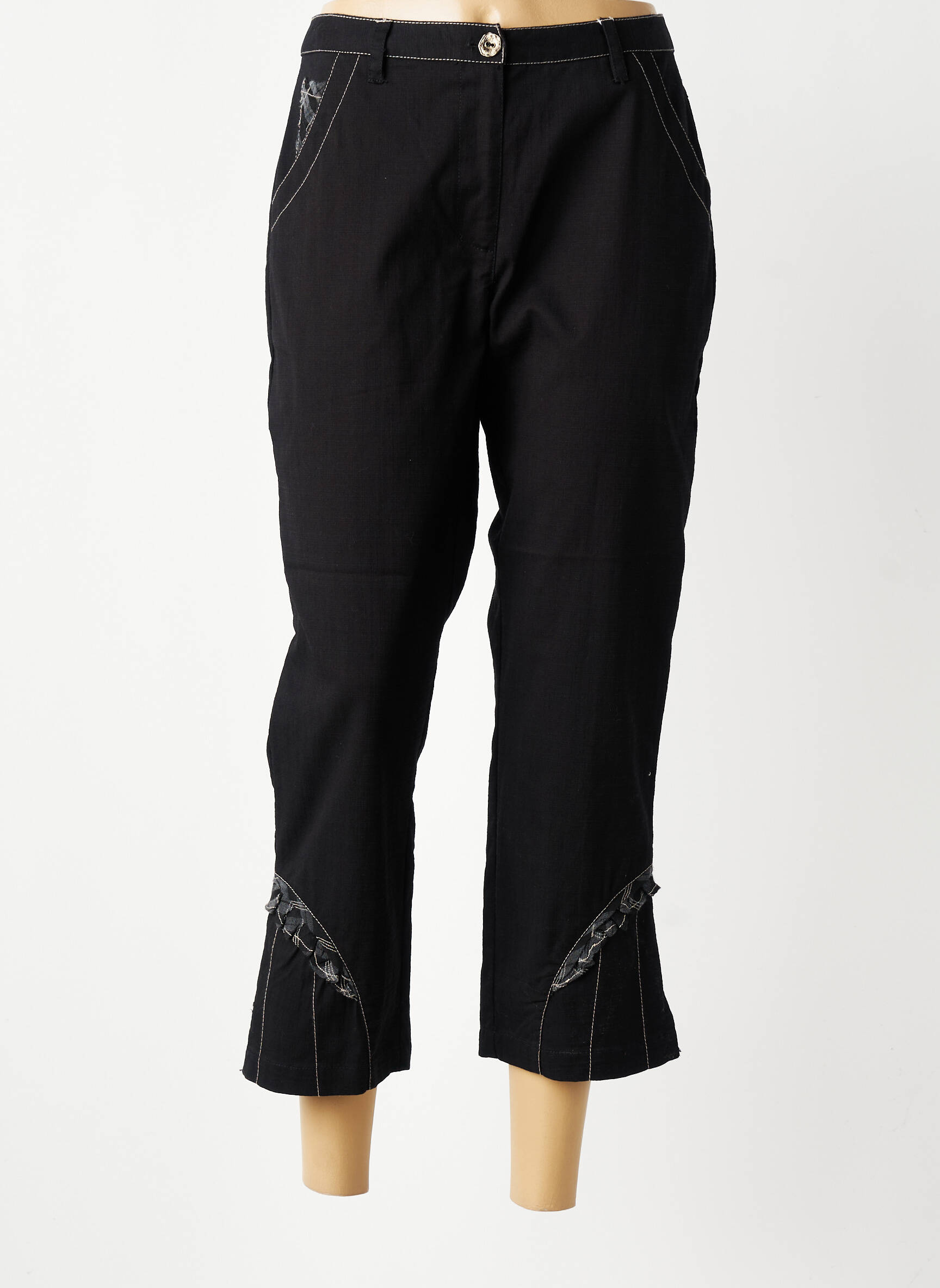 Pantalon trei sferturi elasticitate mărime normală negru JAC JAC femeie