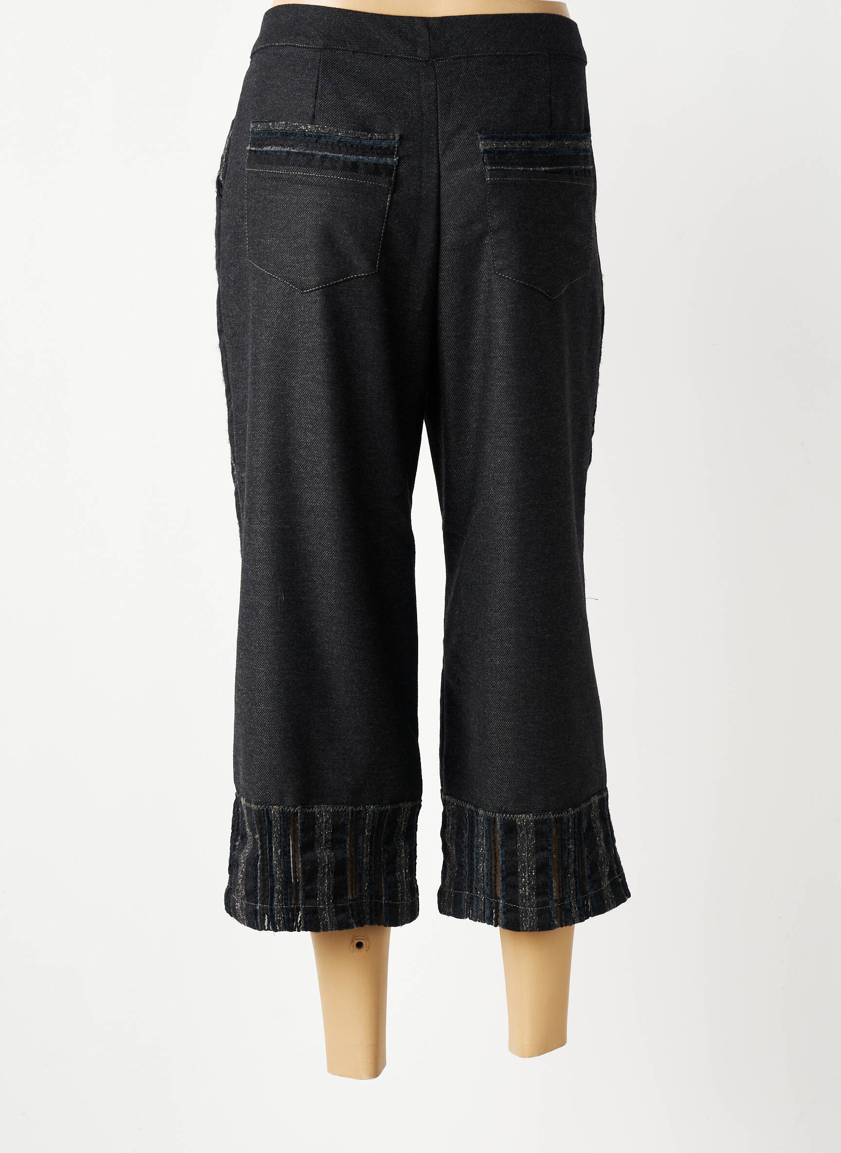 Pantalon trei sferturi croială dreaptă mărime normală gri FILLE DES SABLES femeie