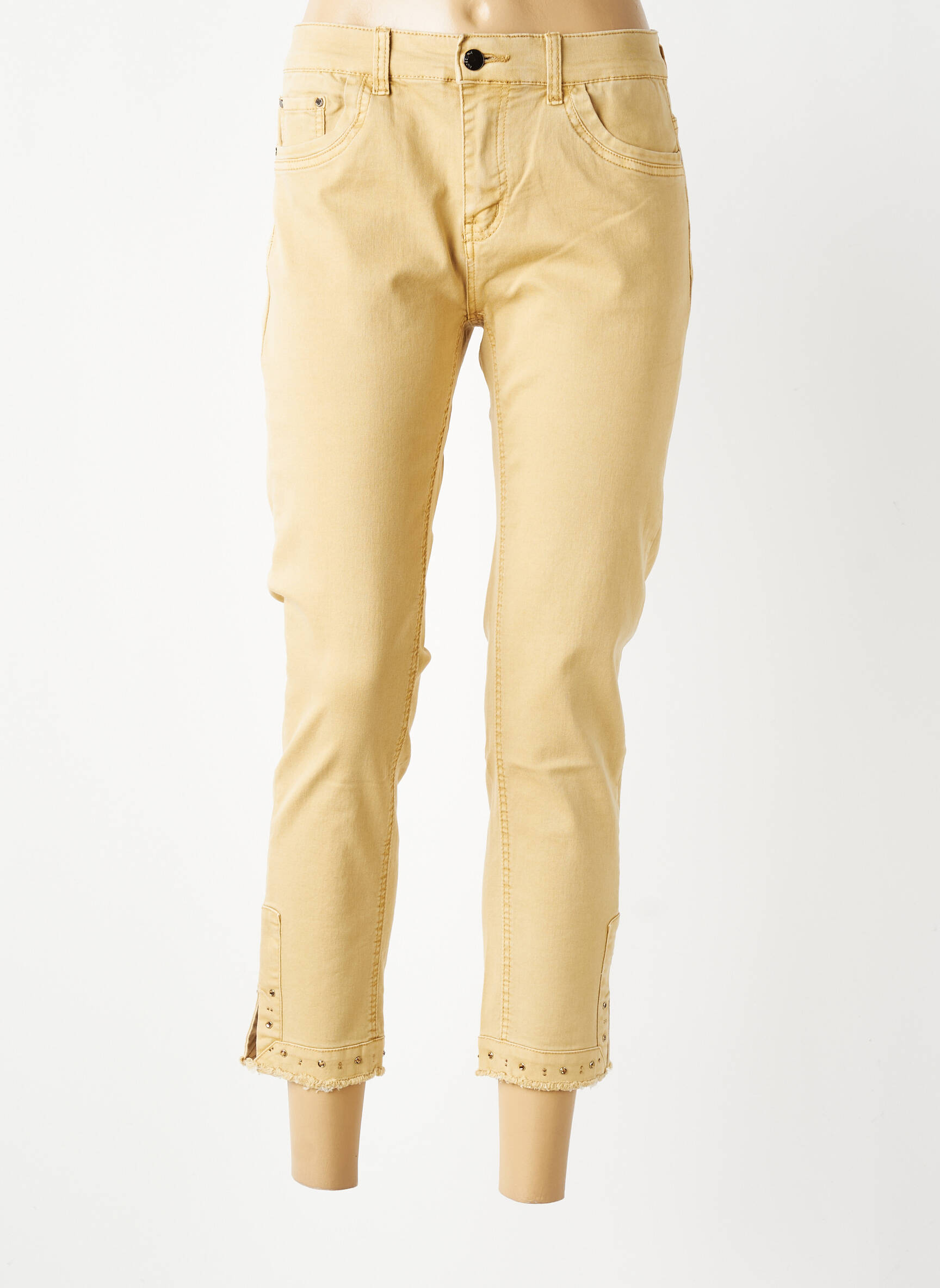 Pantalon 7/8 elasticitate mărime normală bej KALISSON femeie