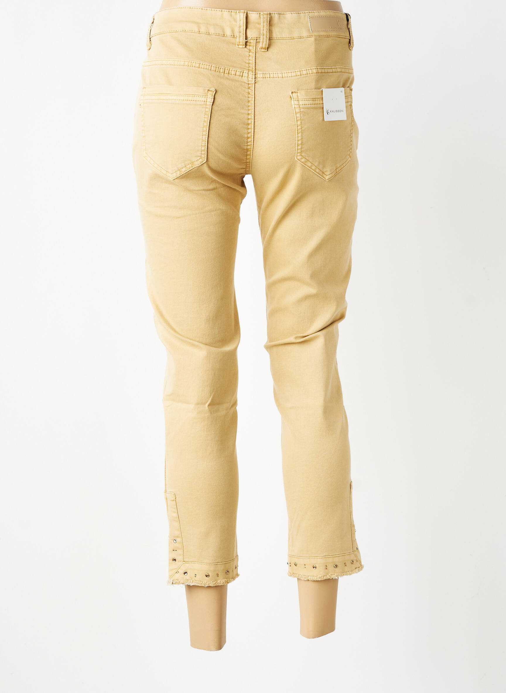 Pantalon 7/8 elasticitate mărime normală bej KALISSON femeie
