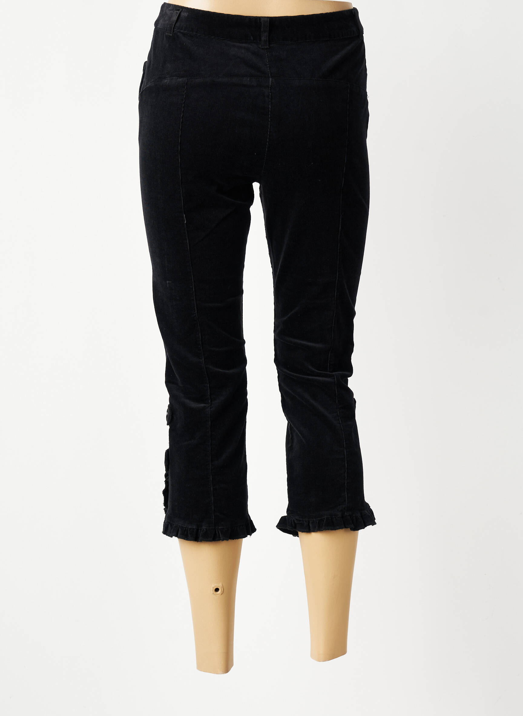 Pantalon trei sferturi elasticitate mărime normală negru FREDA femeie