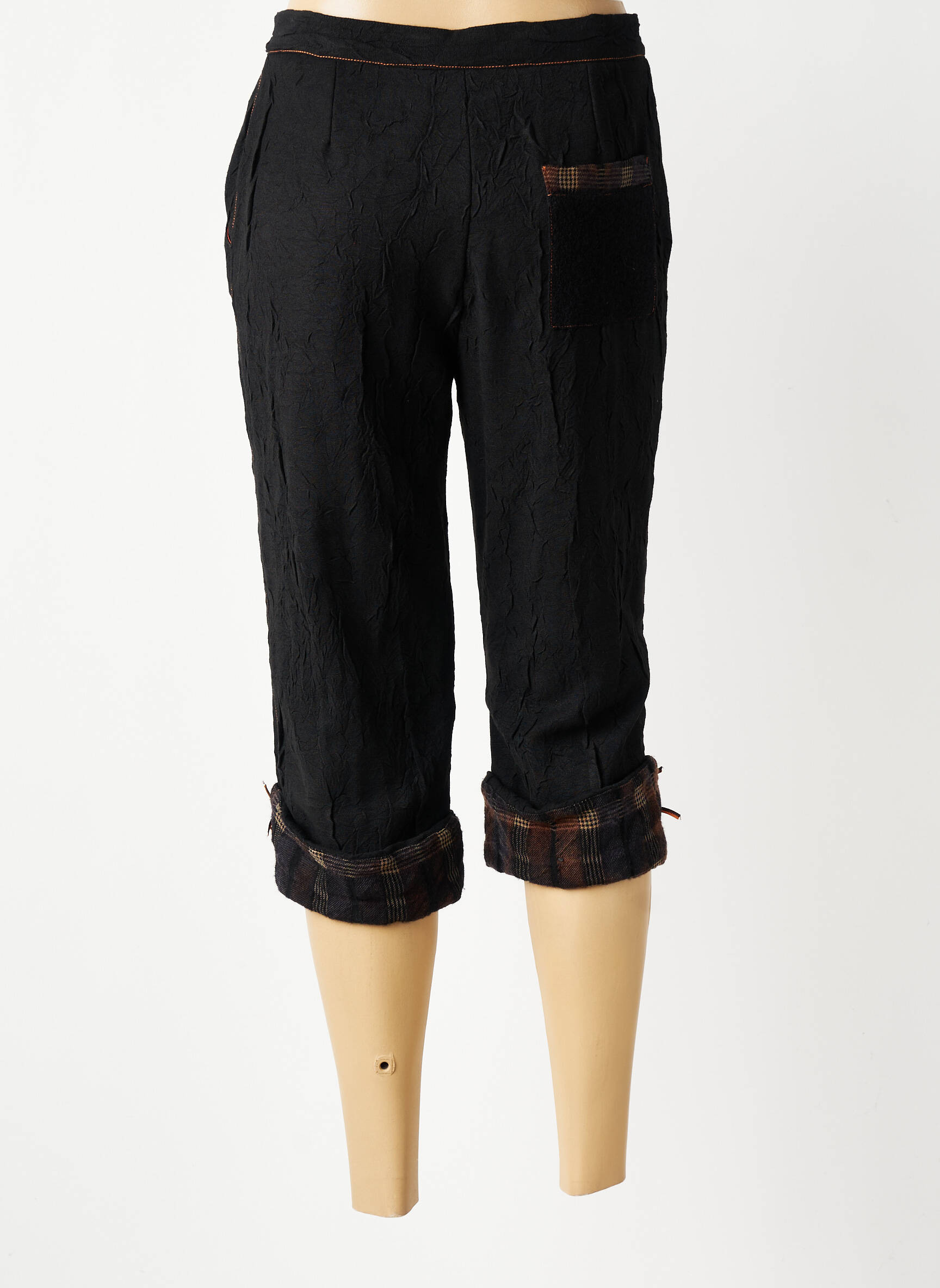 Pantalon trei sferturi croială dreaptă mărime normală negru FILLE DES SABLES femeie