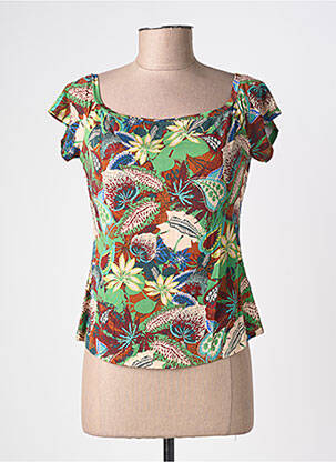Tricou imprimeu fantezie mâneci scurte verde SURKANA femeie