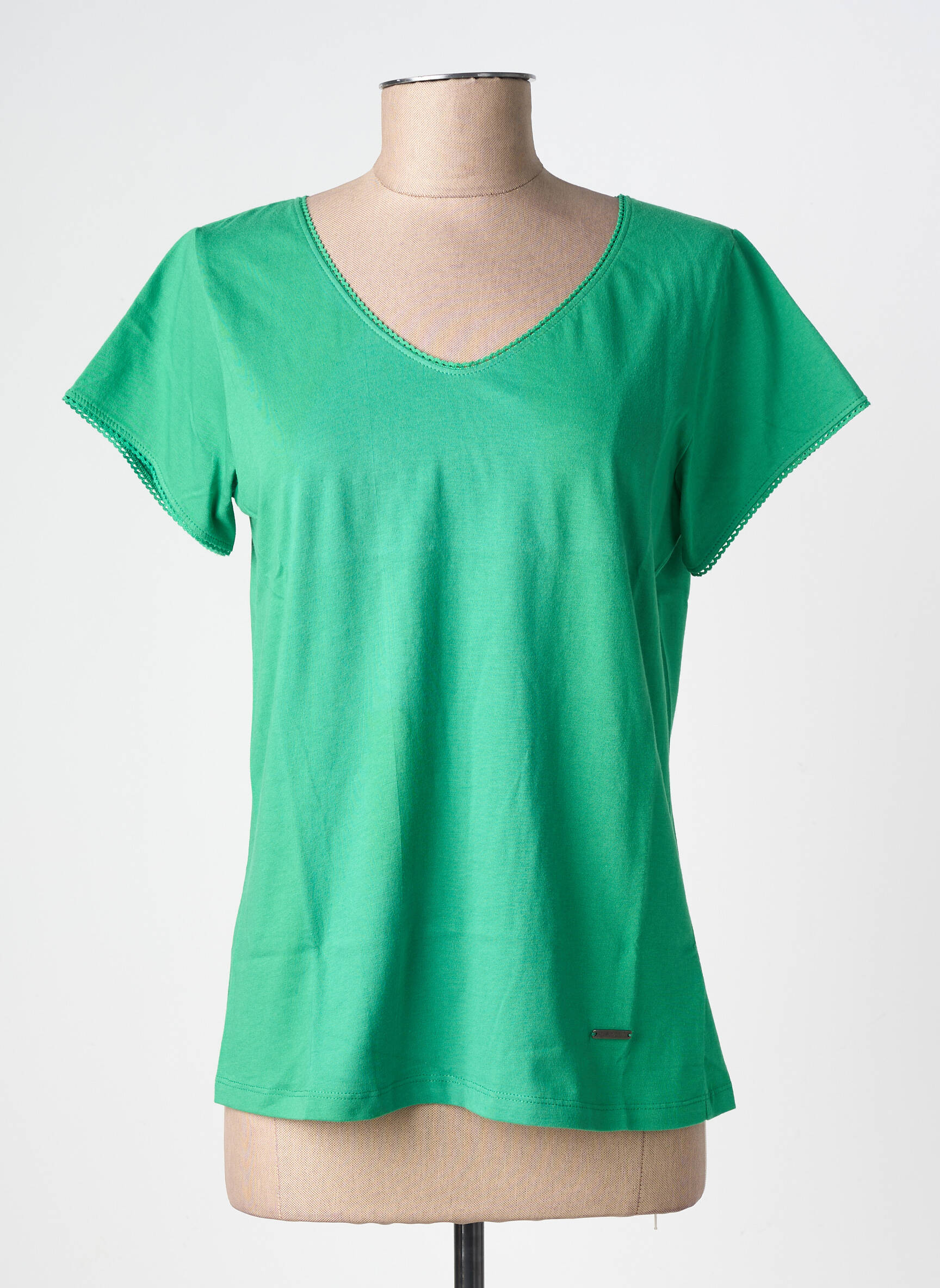 Tricou guler în v mâneci scurte verde AGATHE & LOUISE femeie