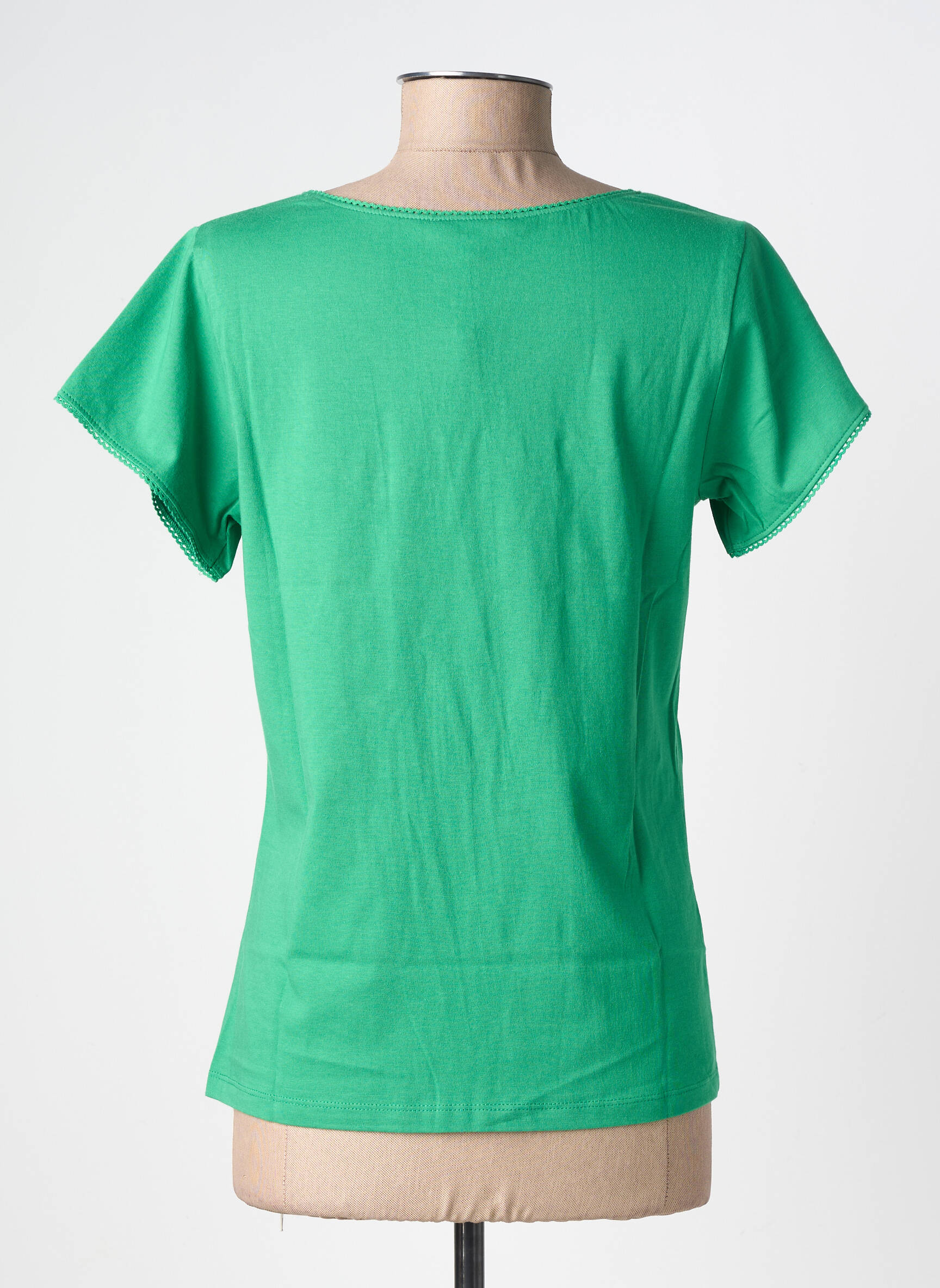 Tricou guler în v mâneci scurte verde AGATHE & LOUISE femeie