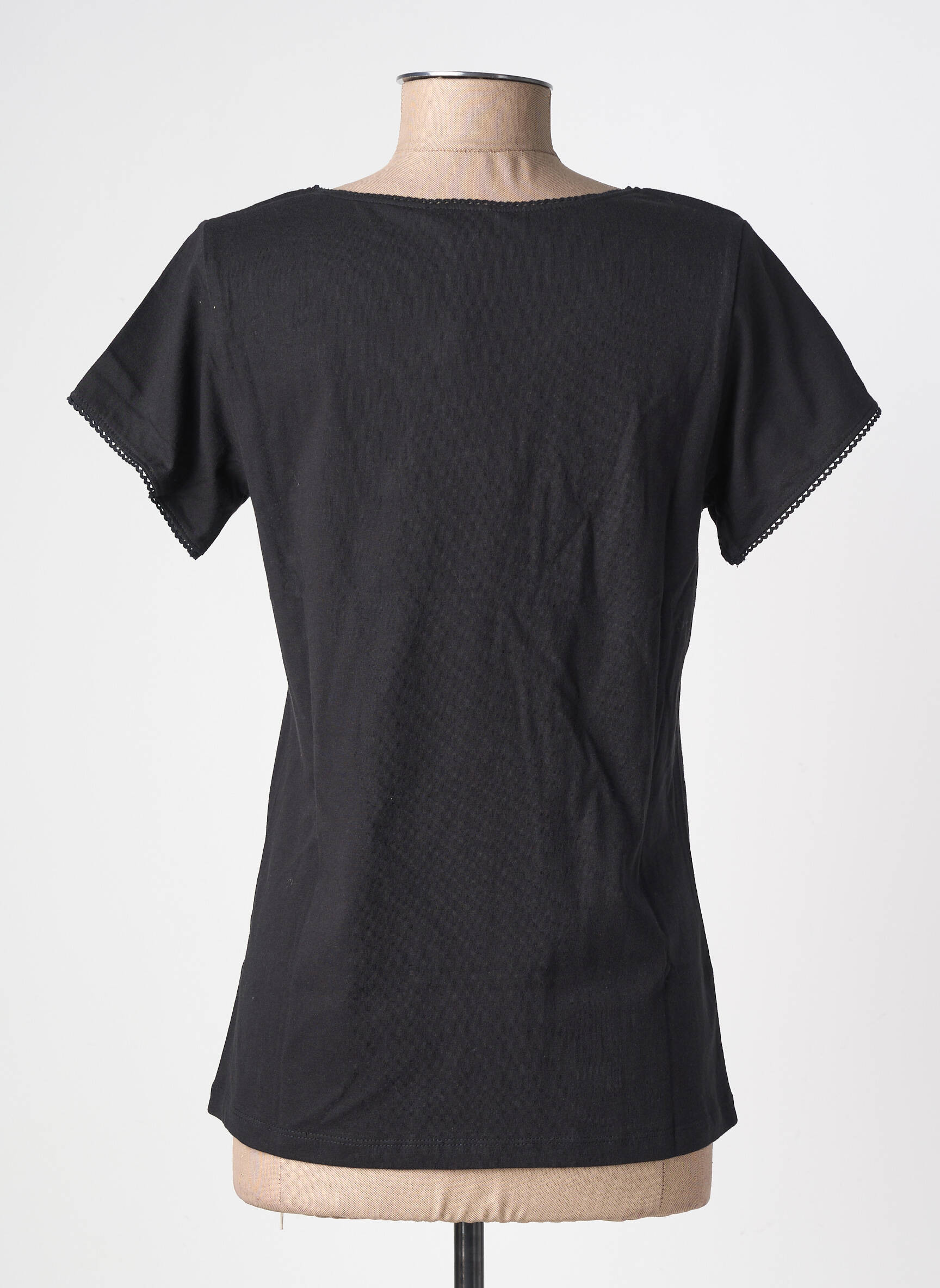 Tricou guler în v mâneci scurte negru AGATHE & LOUISE femeie