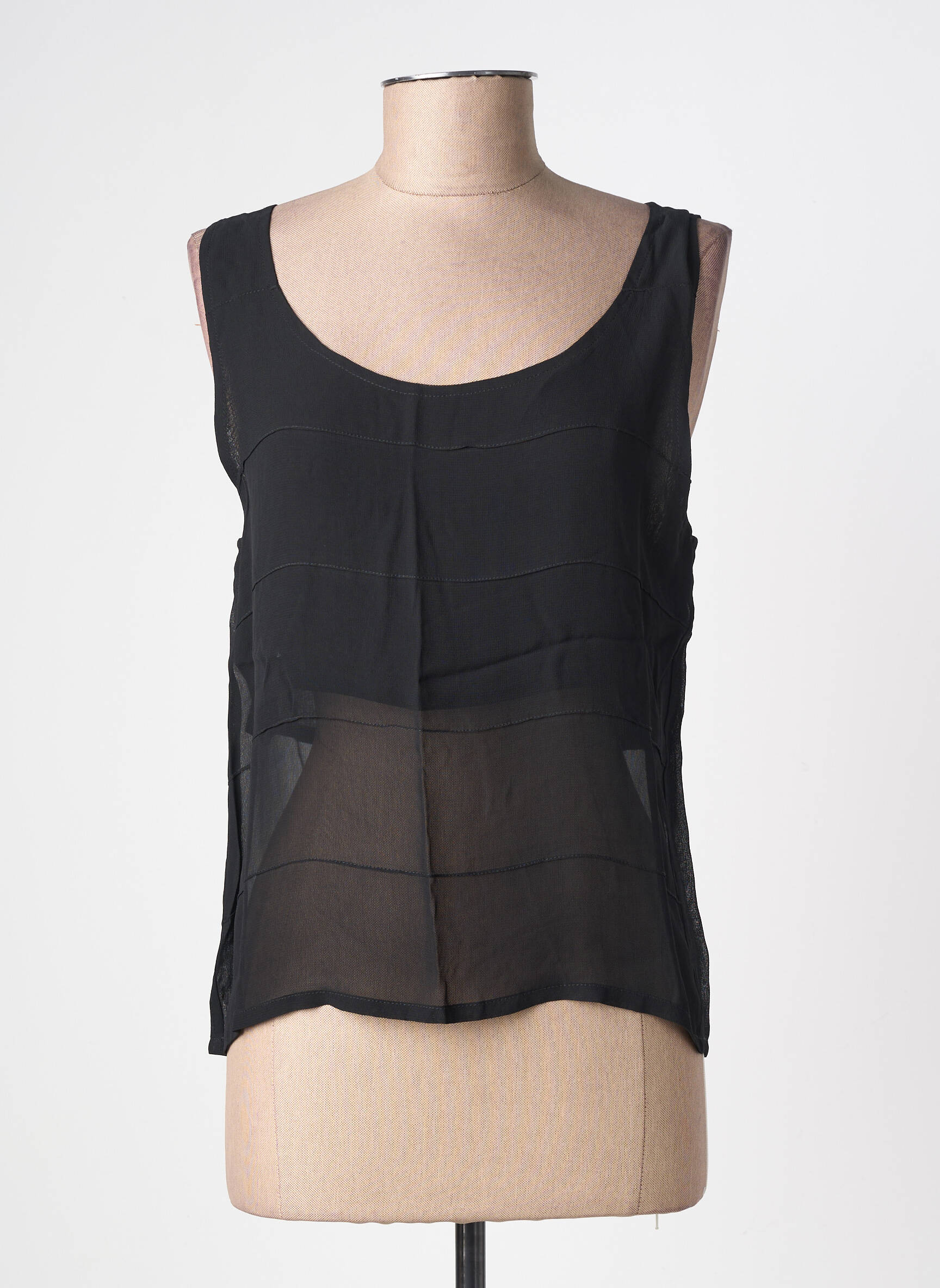 Top croială fluidă fără mâneci negru FILLE DES SABLES femeie