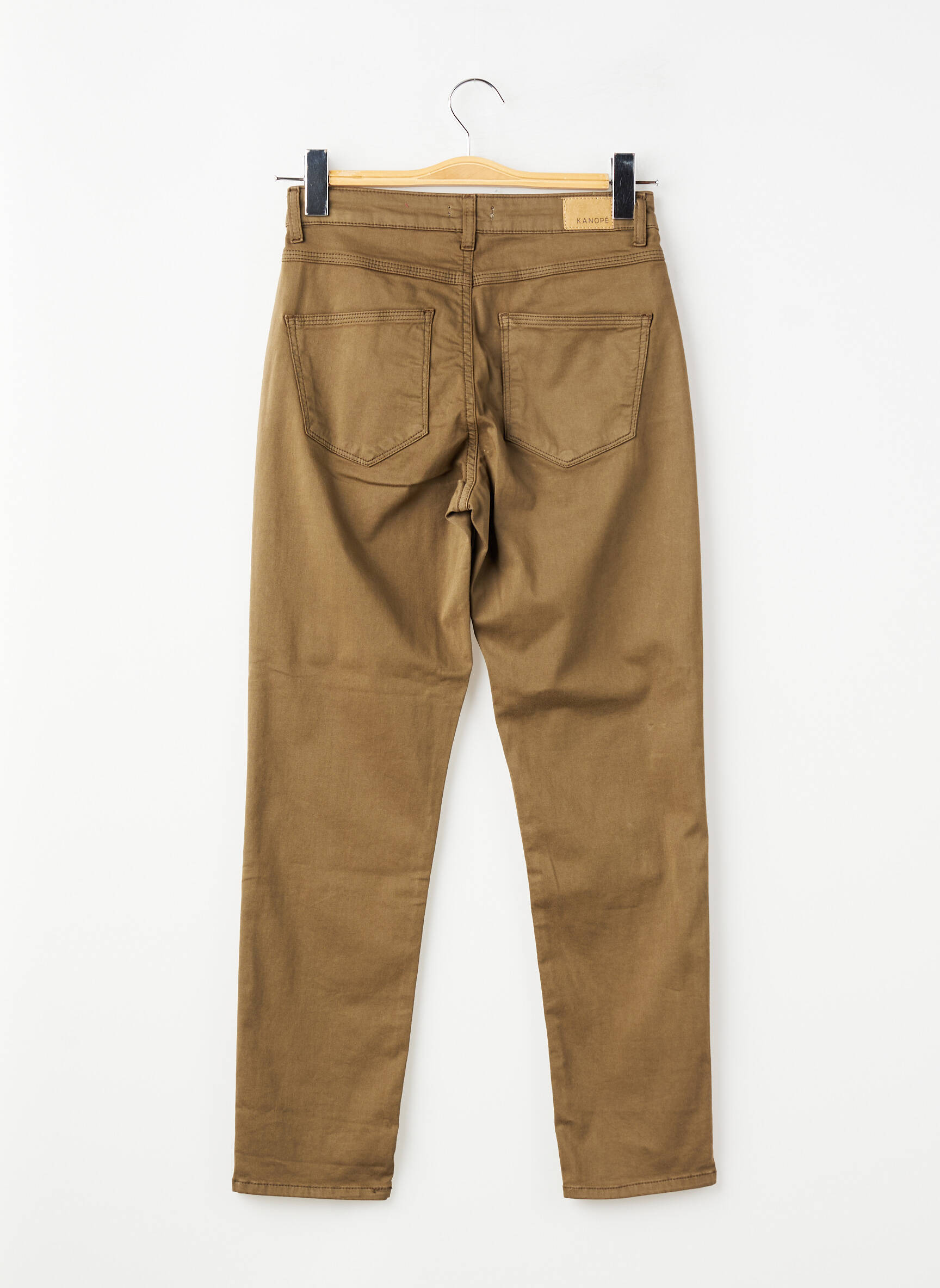 Pantalon slim țesătură poplin mărime normală verde KANOPE femeie